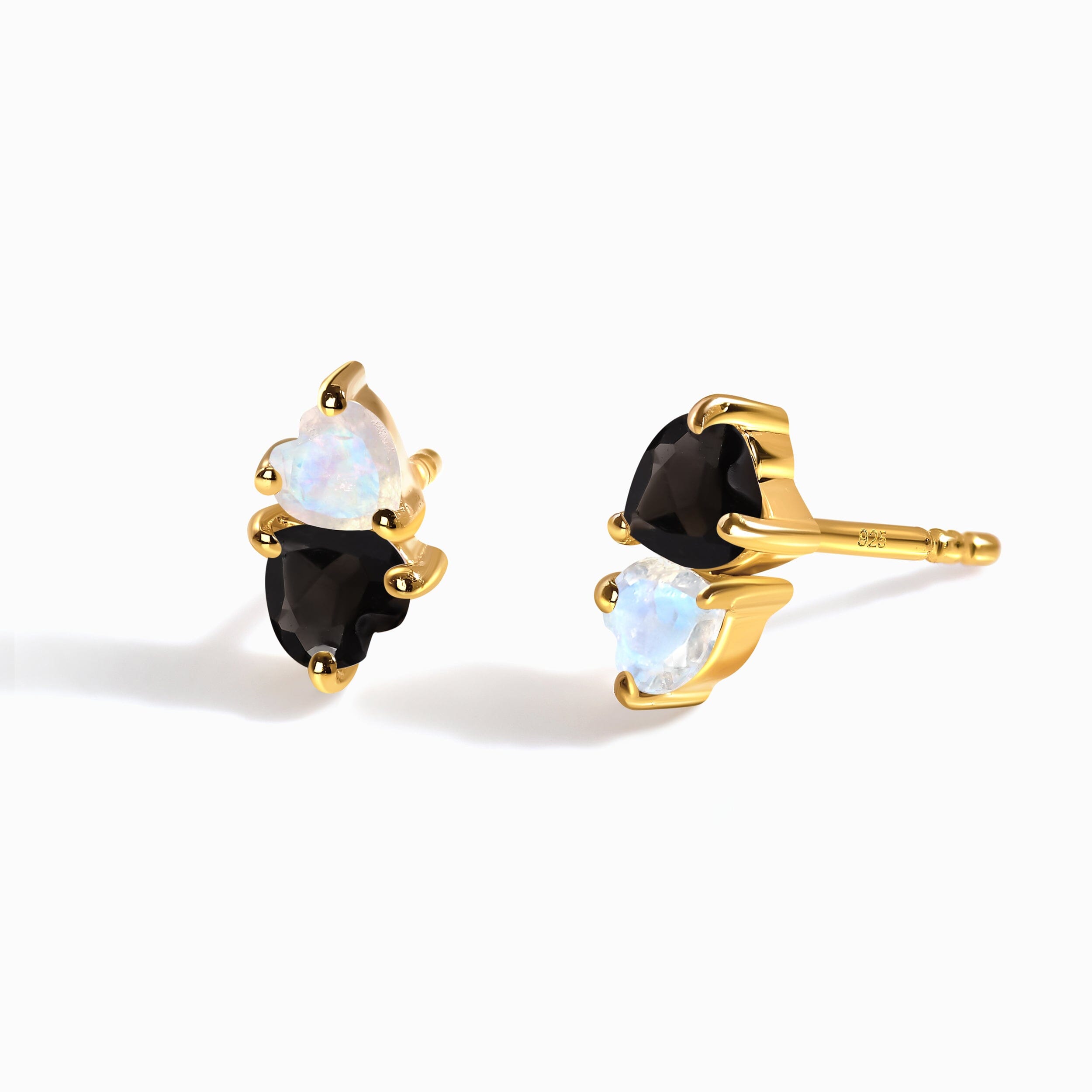 Moonstone & Black Obsidian Earrings - Floating Hearts、mySite、hinf8tx79