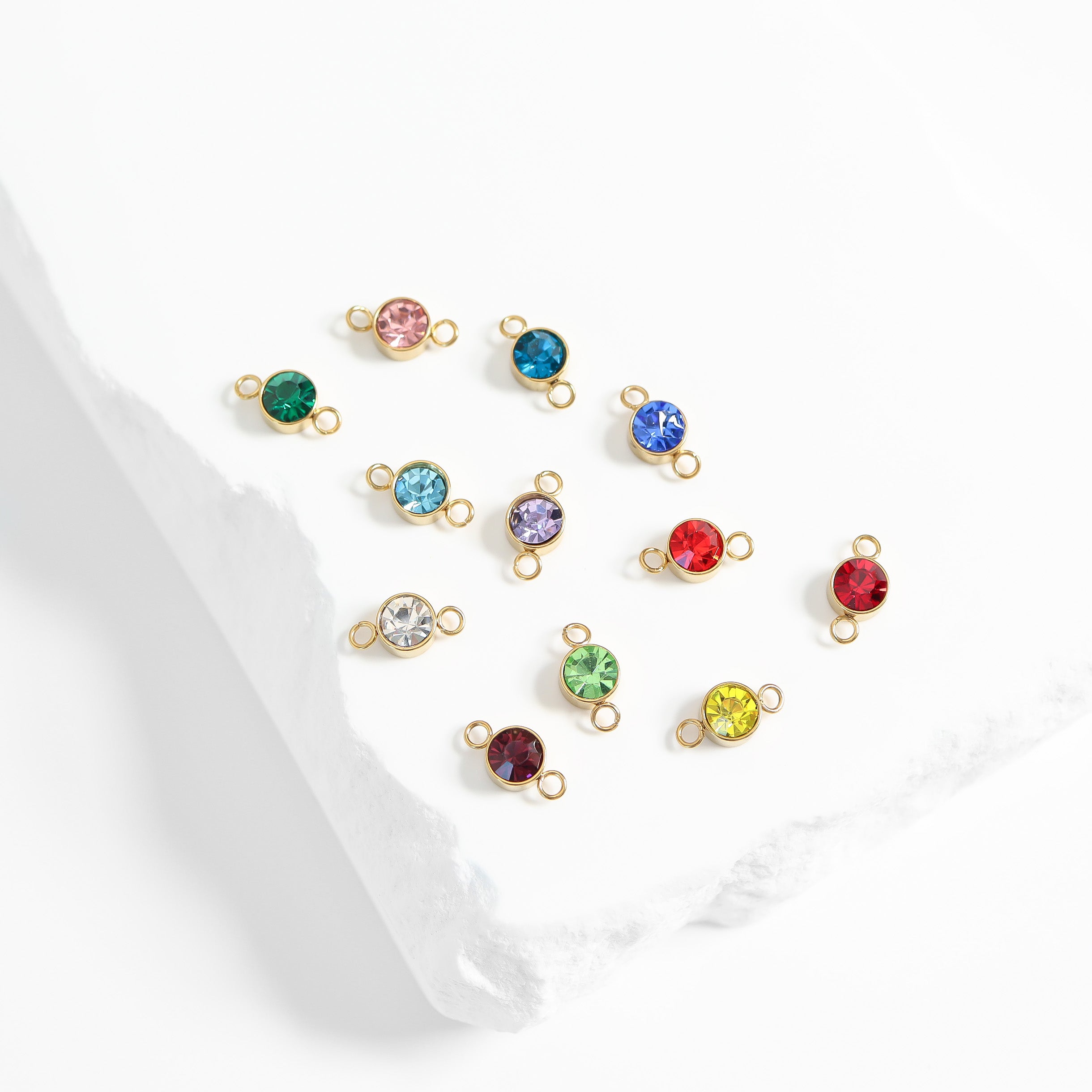 18K Gold PVD Stainless Steel Birthstone Connector Charm / PDL0122、mySite、dreamappss