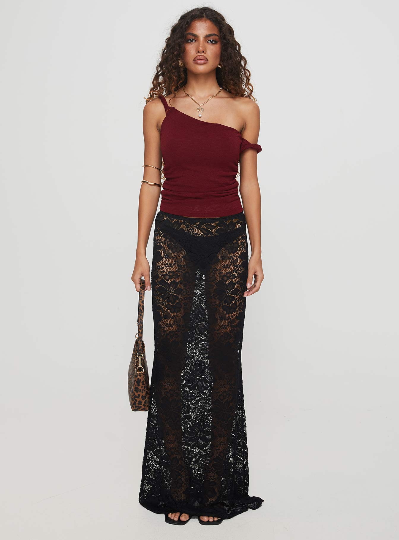 Messenger One Shoulder Top Burgundy、mySite、solidvoid