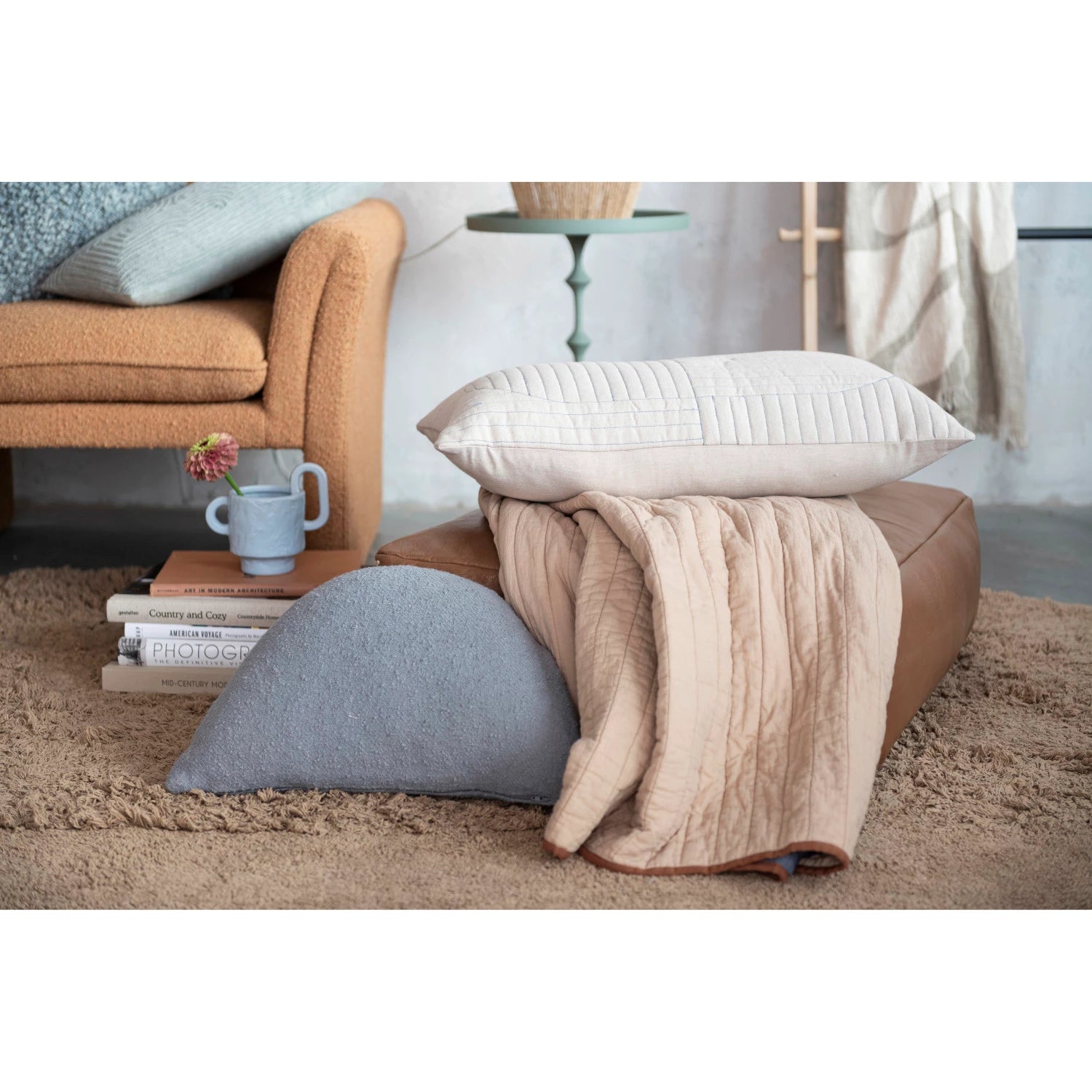  Woven Cotton Slub Half Circle Pillow、mySite、elrpsem3k