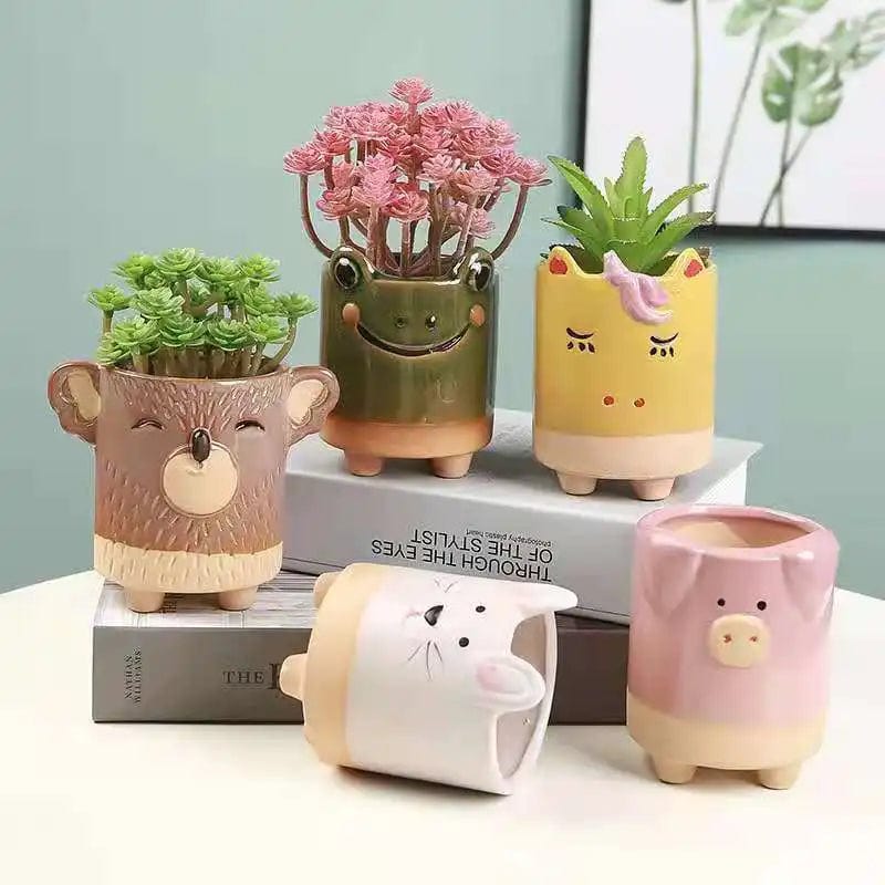 Pink Piggy Planter Decorative Planter、mySite、g9winljtr