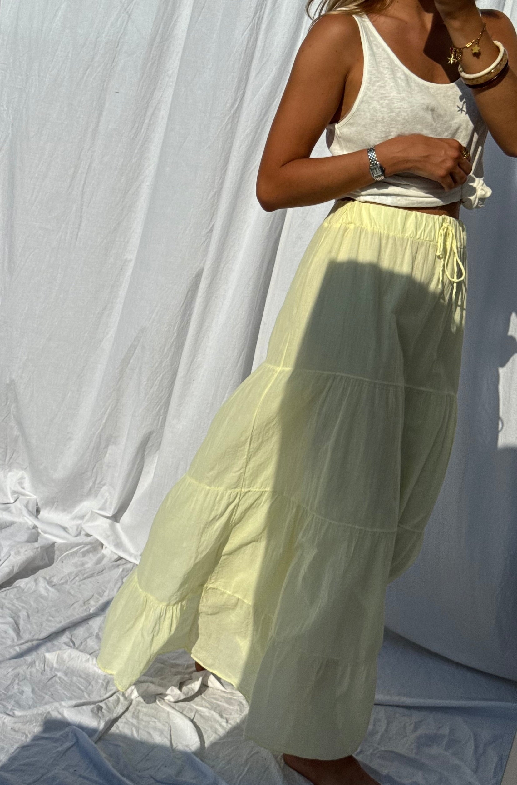White pleated skirt