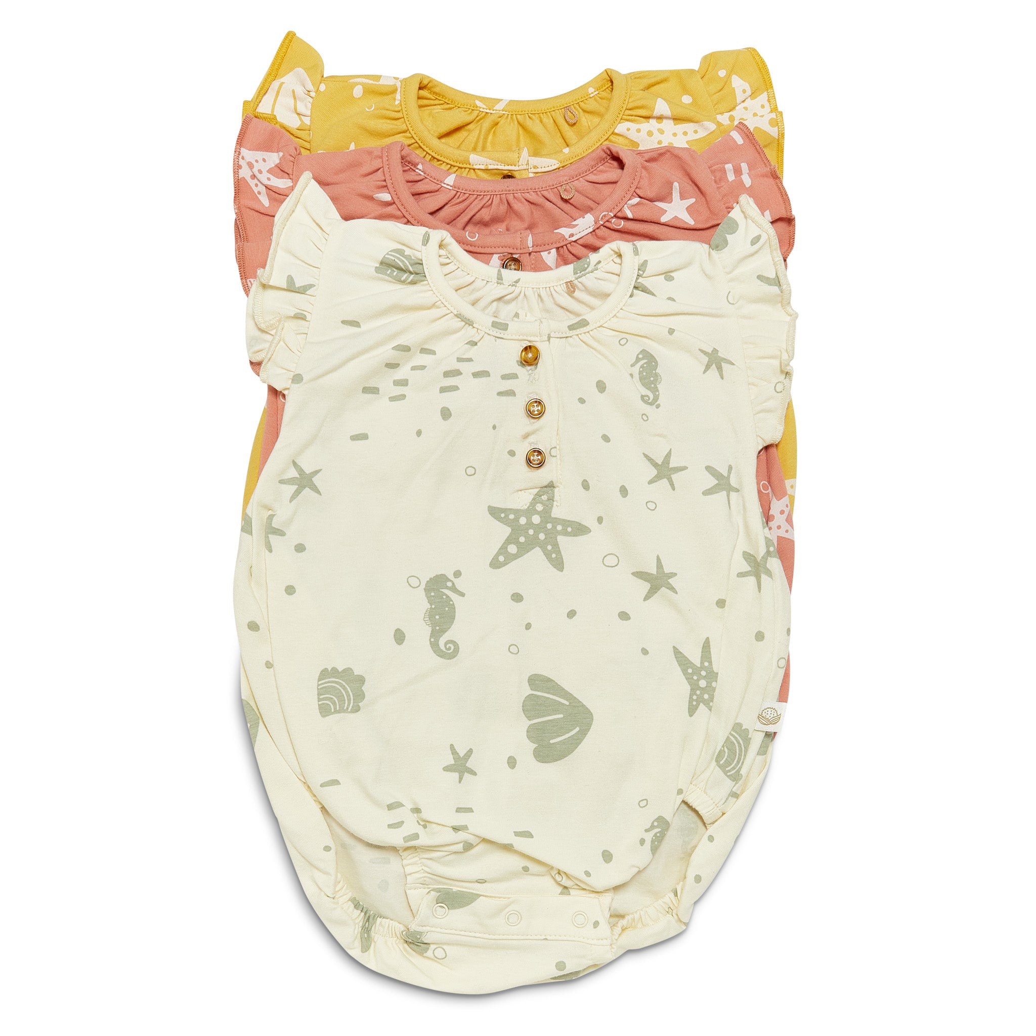 RETIRED - Organic Flutter Sleeve Button Bunsuit - Sugar Cookie、mySite、g9winljtr