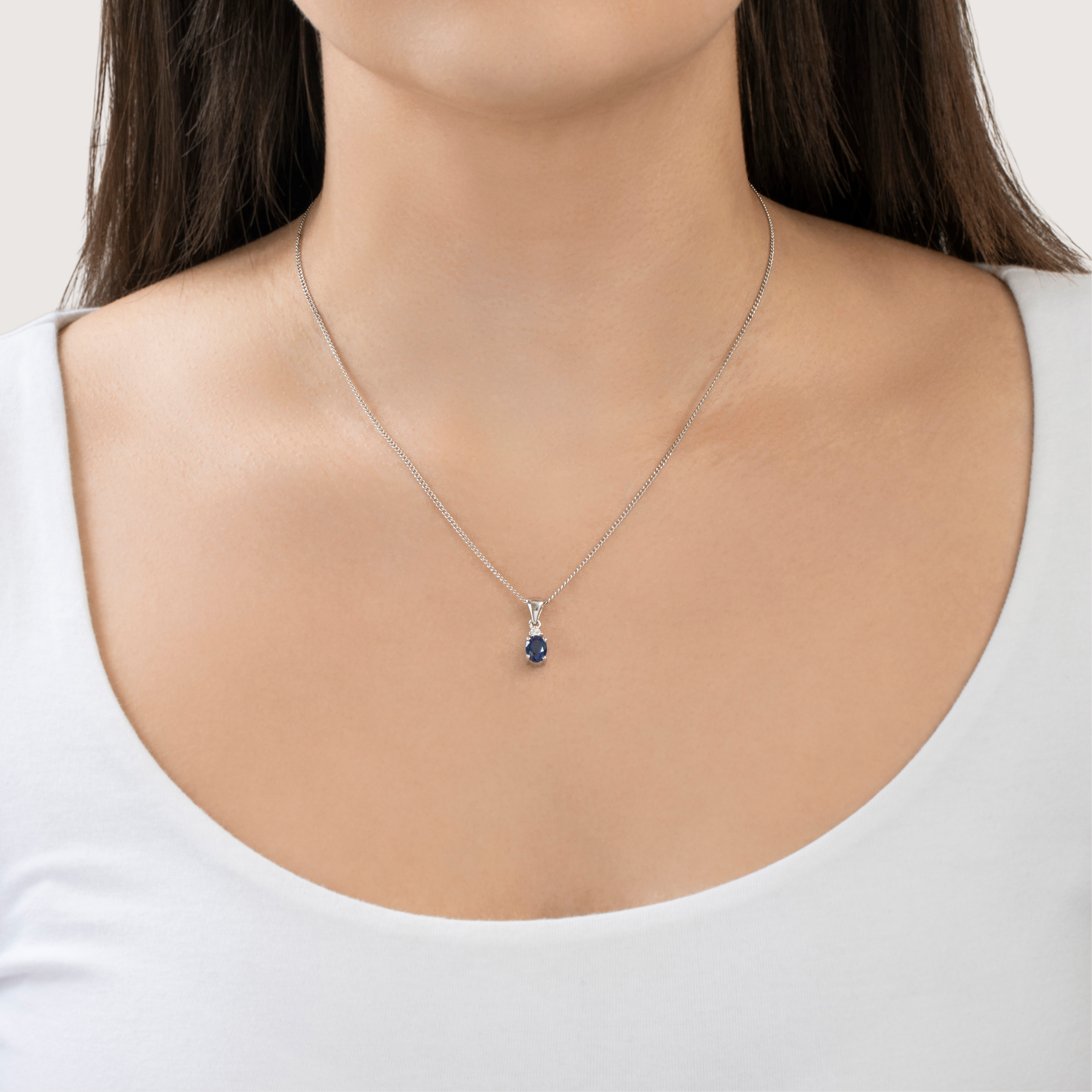 Vintage 18k White Gold 1.25ct Blue Sapphire Diamond Pendant、mySite、hinf8tx79