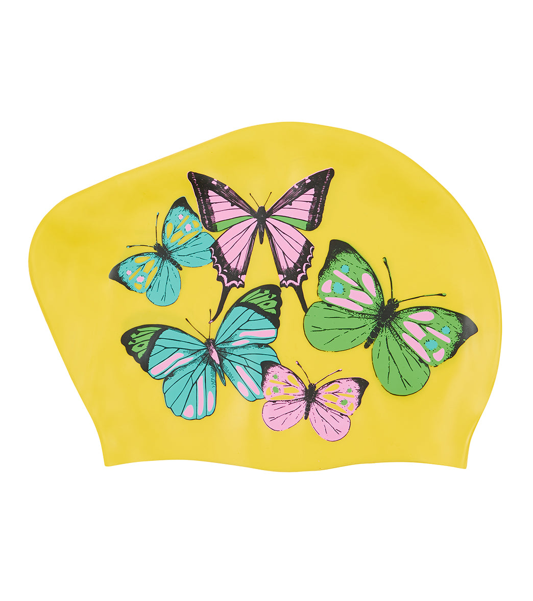 Sporti Flutter Garden Long Hair Bun Silicone Swim Cap、mySite、noshort