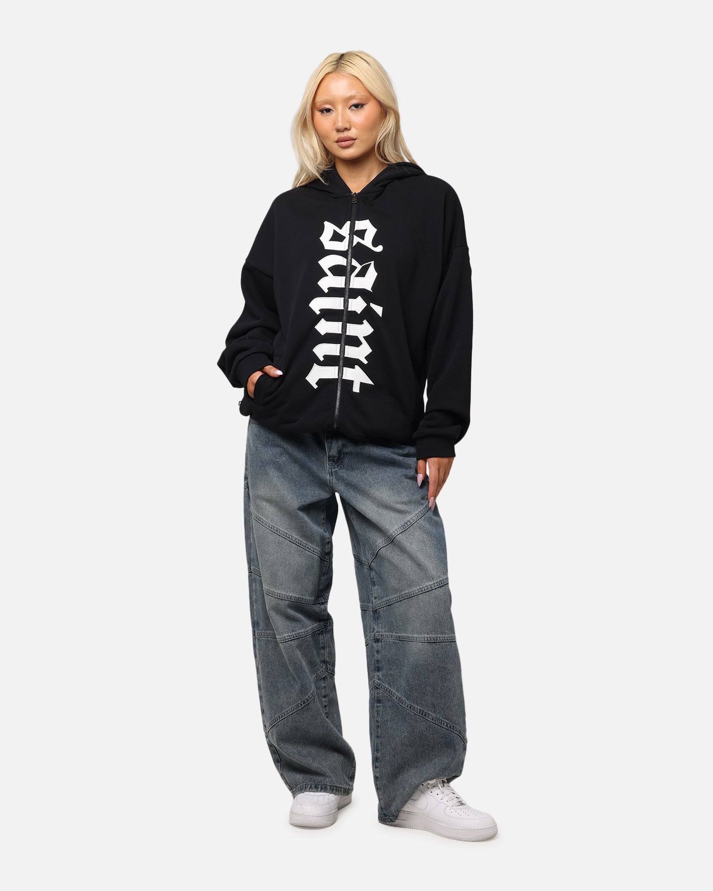 Saint Morta Gothic Distressed Zip Hoodie Black、mySite、zt4zffjzw