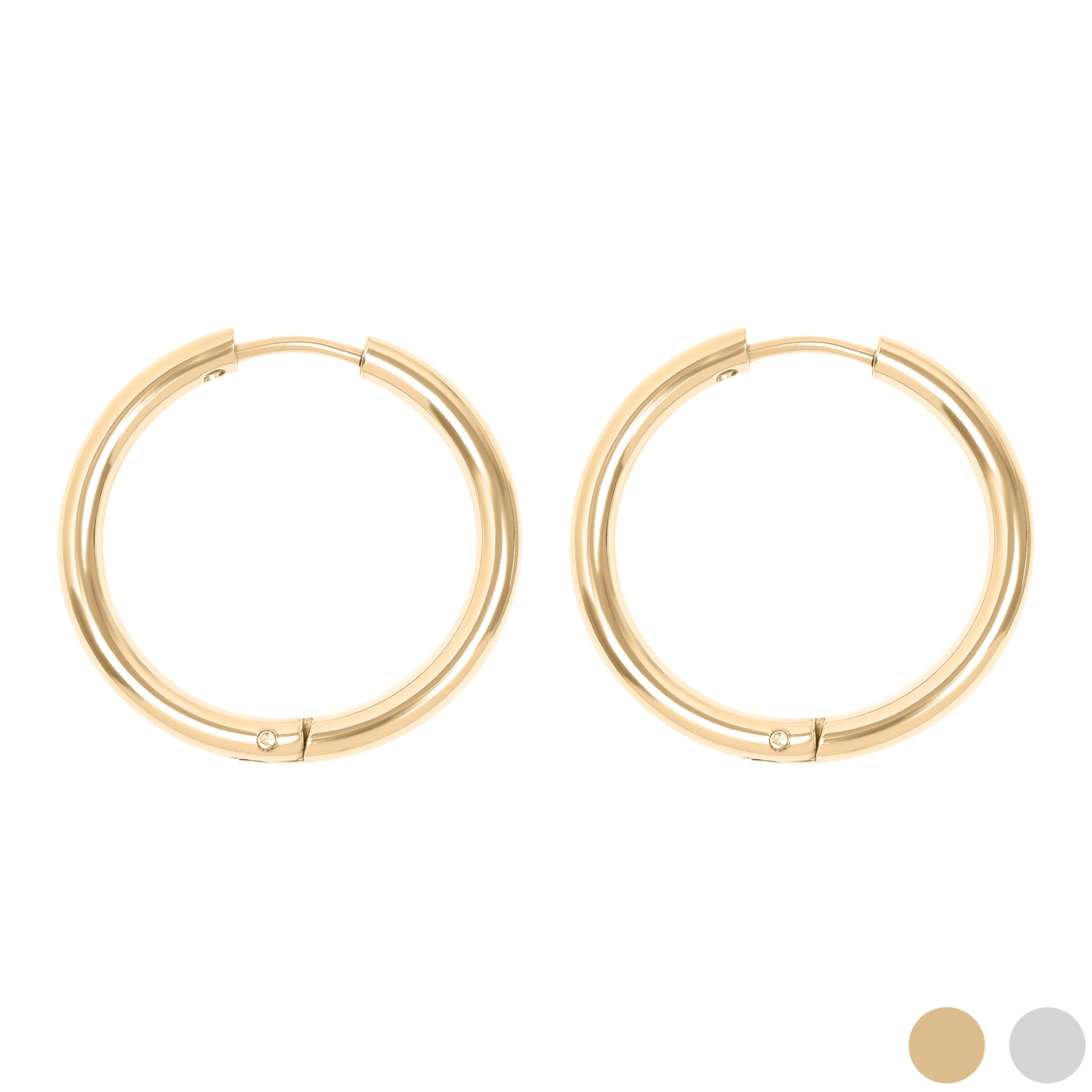 18K Gold PVD Stainless Steel Circle Huggie Hoop Earrings / ERJ0023、mySite、dreamappss