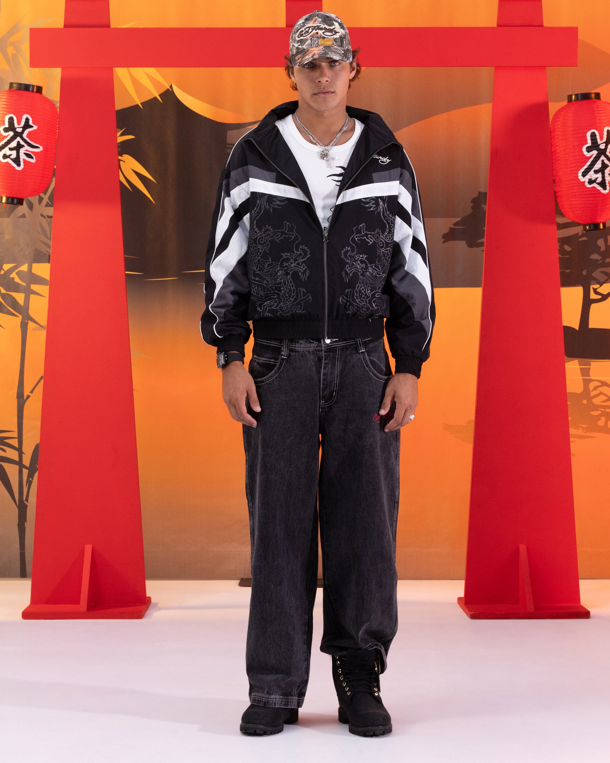 Ed Hardy Devil Wide Leg Denim Jeans Black、mySite、zt4zffjzw