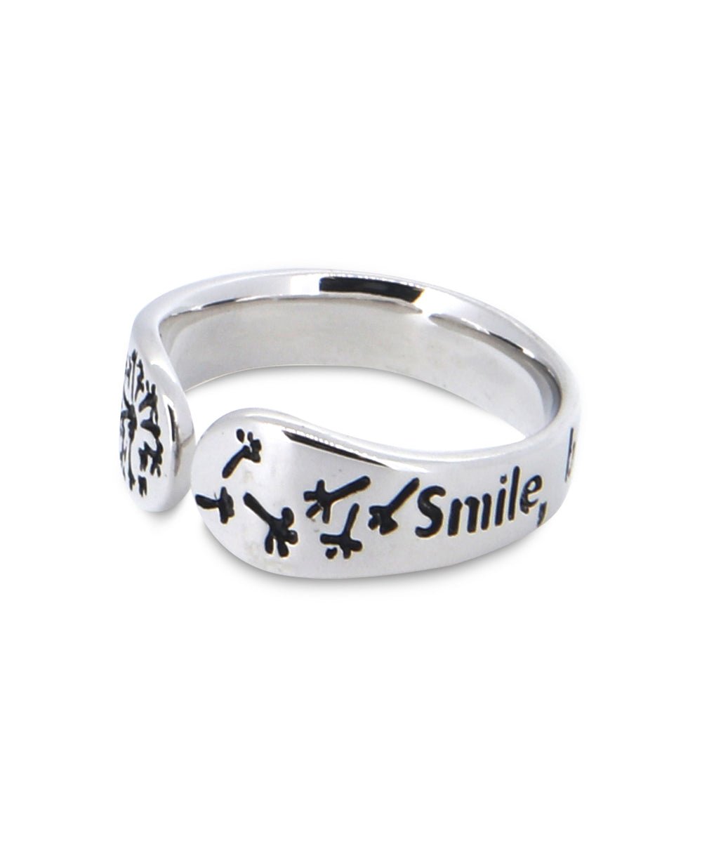 Smile, Breathe, and Go Slowly Sterling Adjustable Ring、mySite、topwebapps