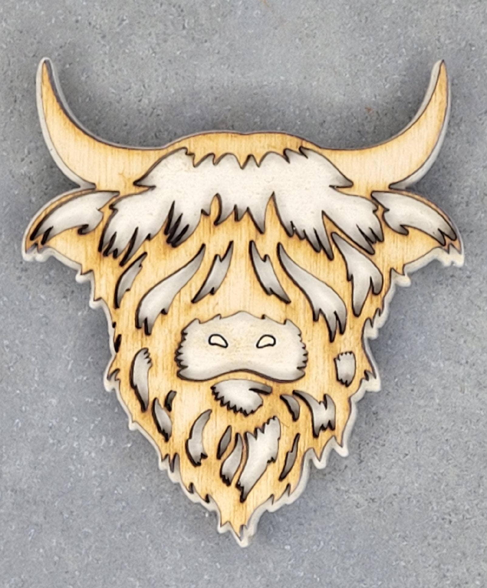 Highland Cow Magnet Handmade in the USA Wood look、mySite、g9winljtr