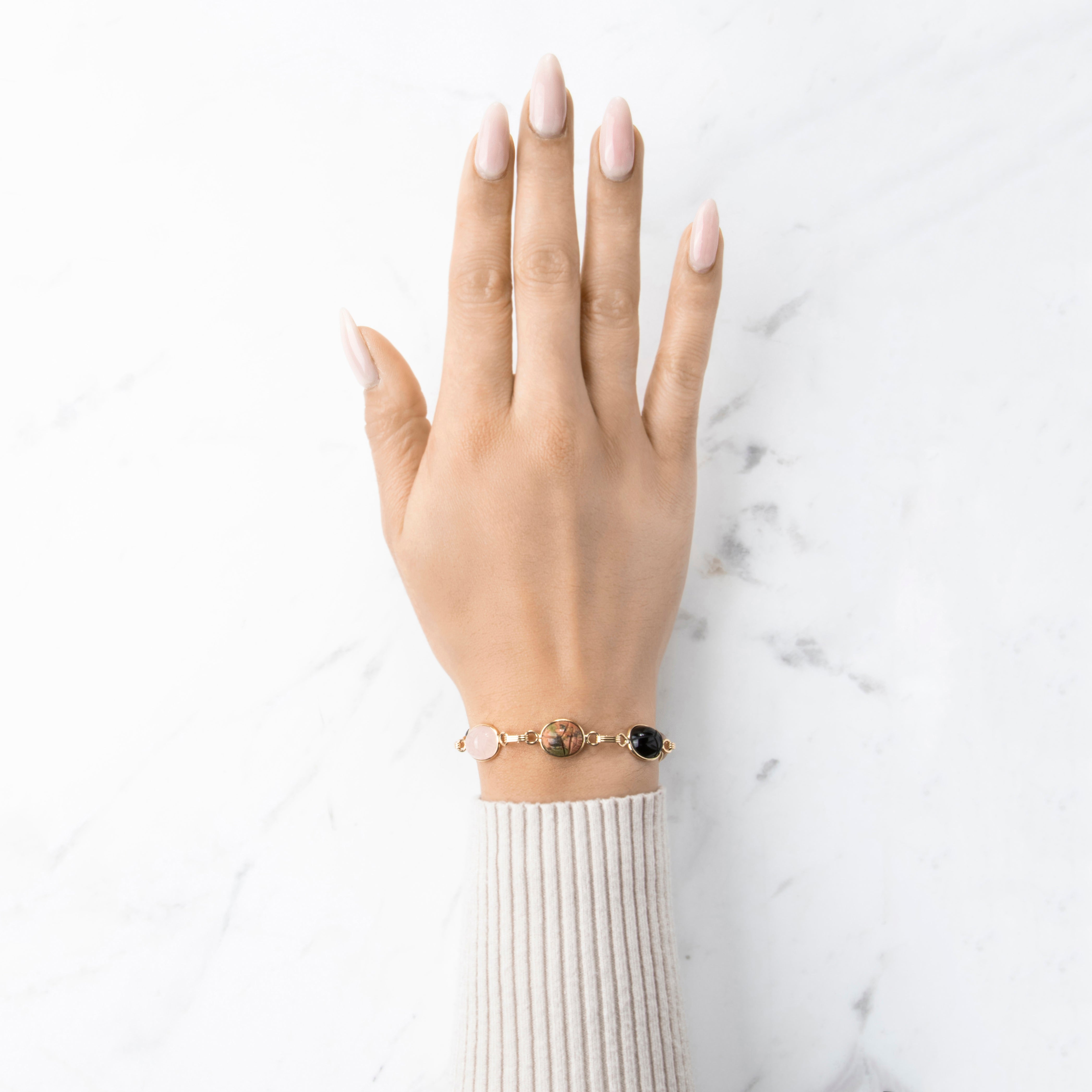 Vintage 14k Yellow Gold Multi-Stone Egyptian Revival Scarab Bracelet 6.75、mySite、hinf8tx79