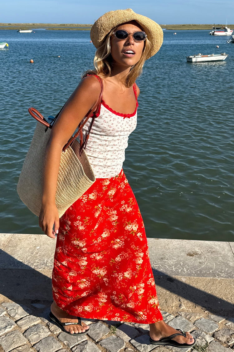 Floral Pointelle Red Lace Vest、mySite、solidvoid