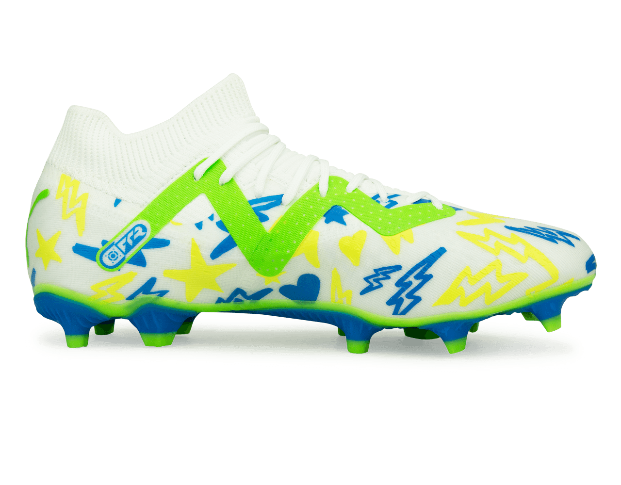 PUMA Men's Future Match x Neymar FG/AG White/Blue/Lemon、mySite、noshort