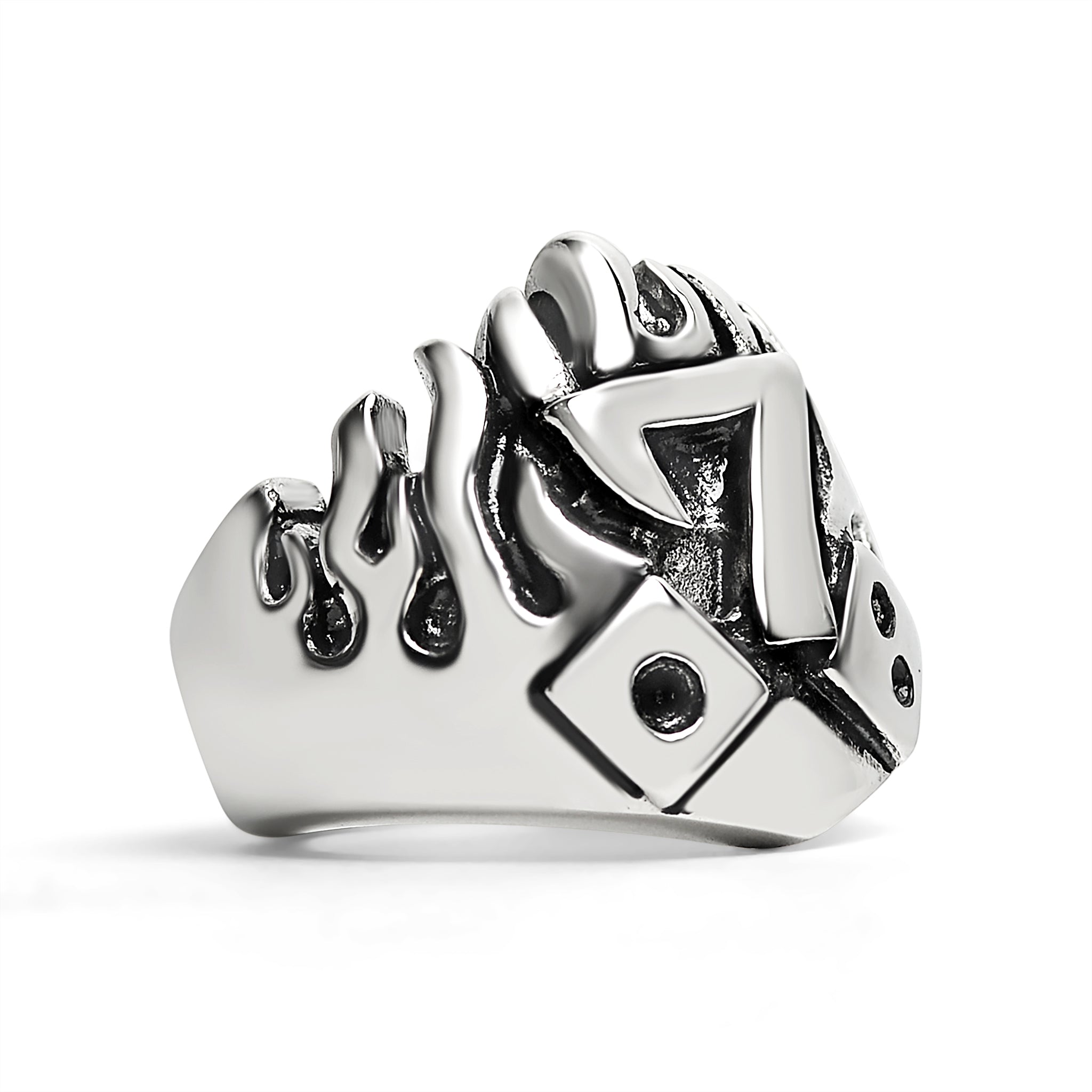 Large Detailed Lucky Seven Dice Stainless Steel Ring / SCR4010、mySite、dreamappss