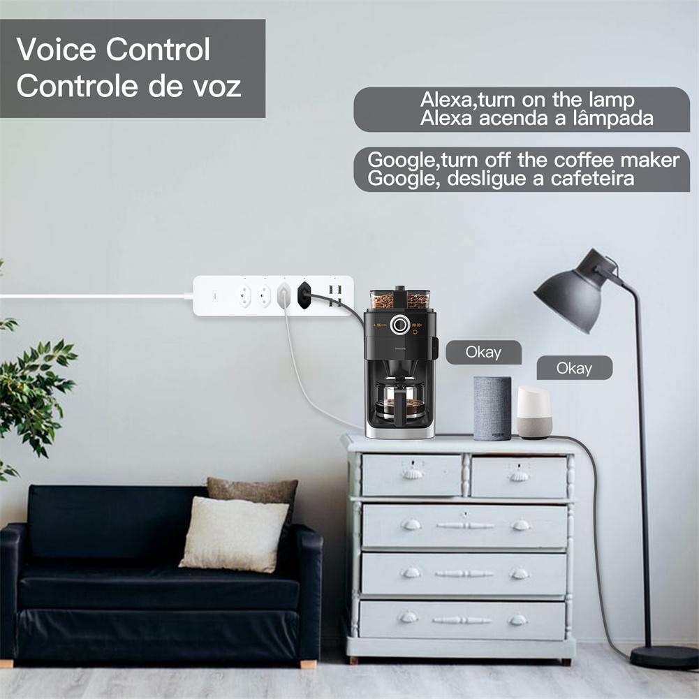 WiFi Smart Power Strip Surge Protector 4 Plug Outlets Electric Socket with USB/Type C Brazil Version、mySite、fannypackpong