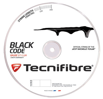 Tecnifibre Black Code 16/1.28 Tennis String Reel (Black)