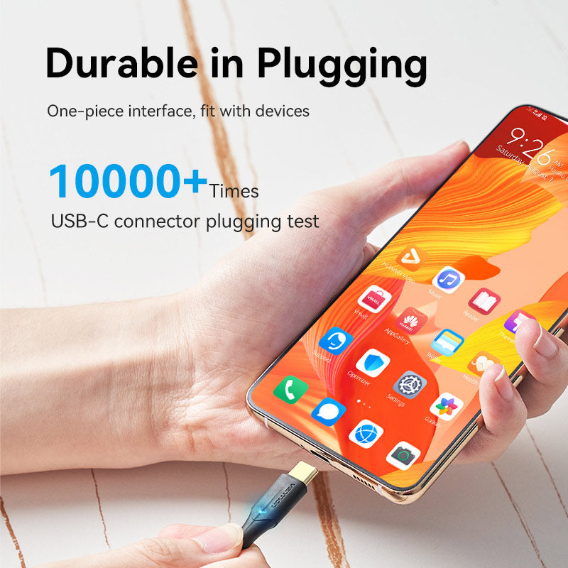 Vention Nylon Braided USB 2.0 A Male to C Male 3A Cable LED Type、mySite、fannypackpong