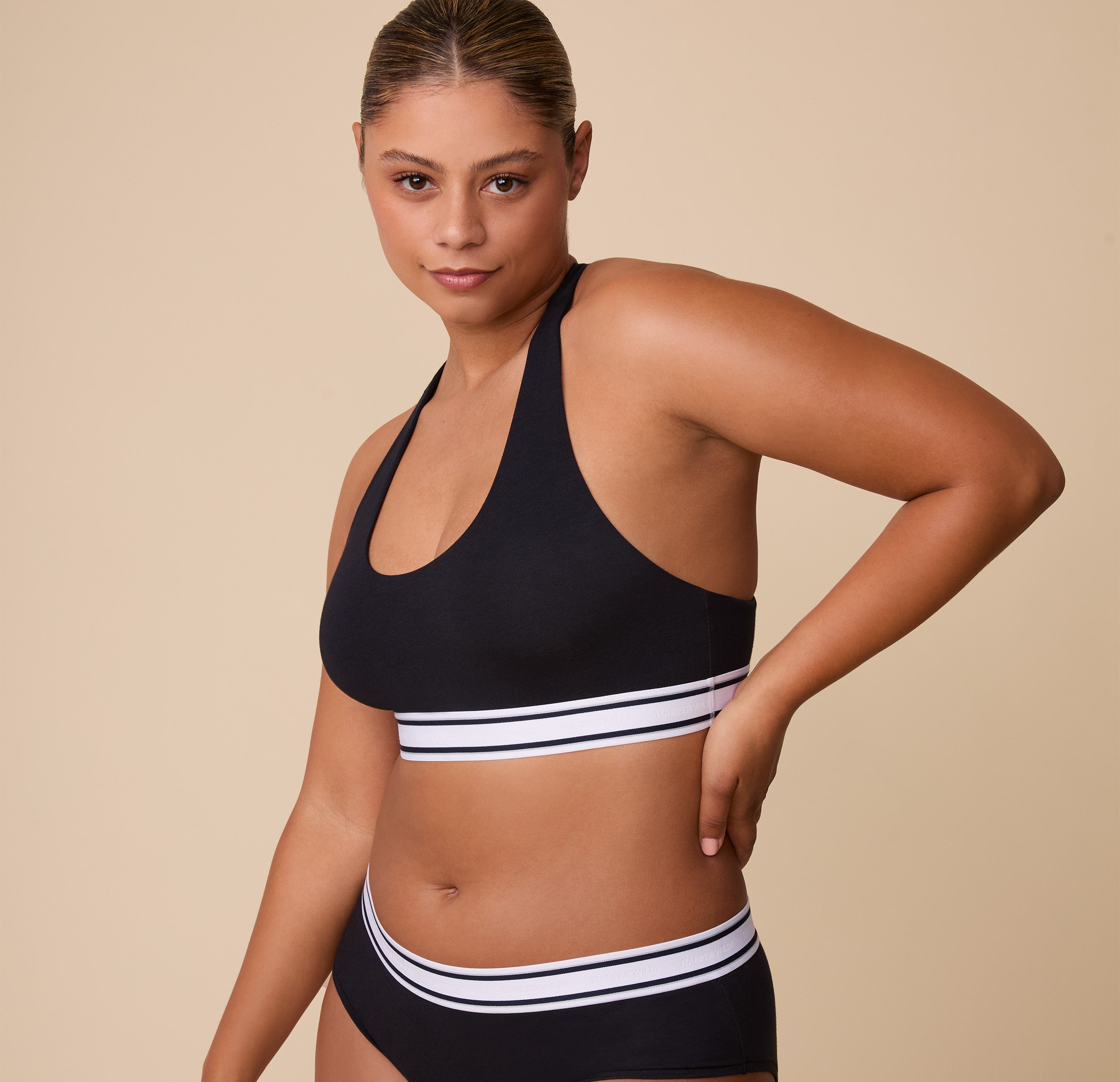 Cloud Cotton Retro Racerback Bralette - Black、mySite、bengalsvssteelers