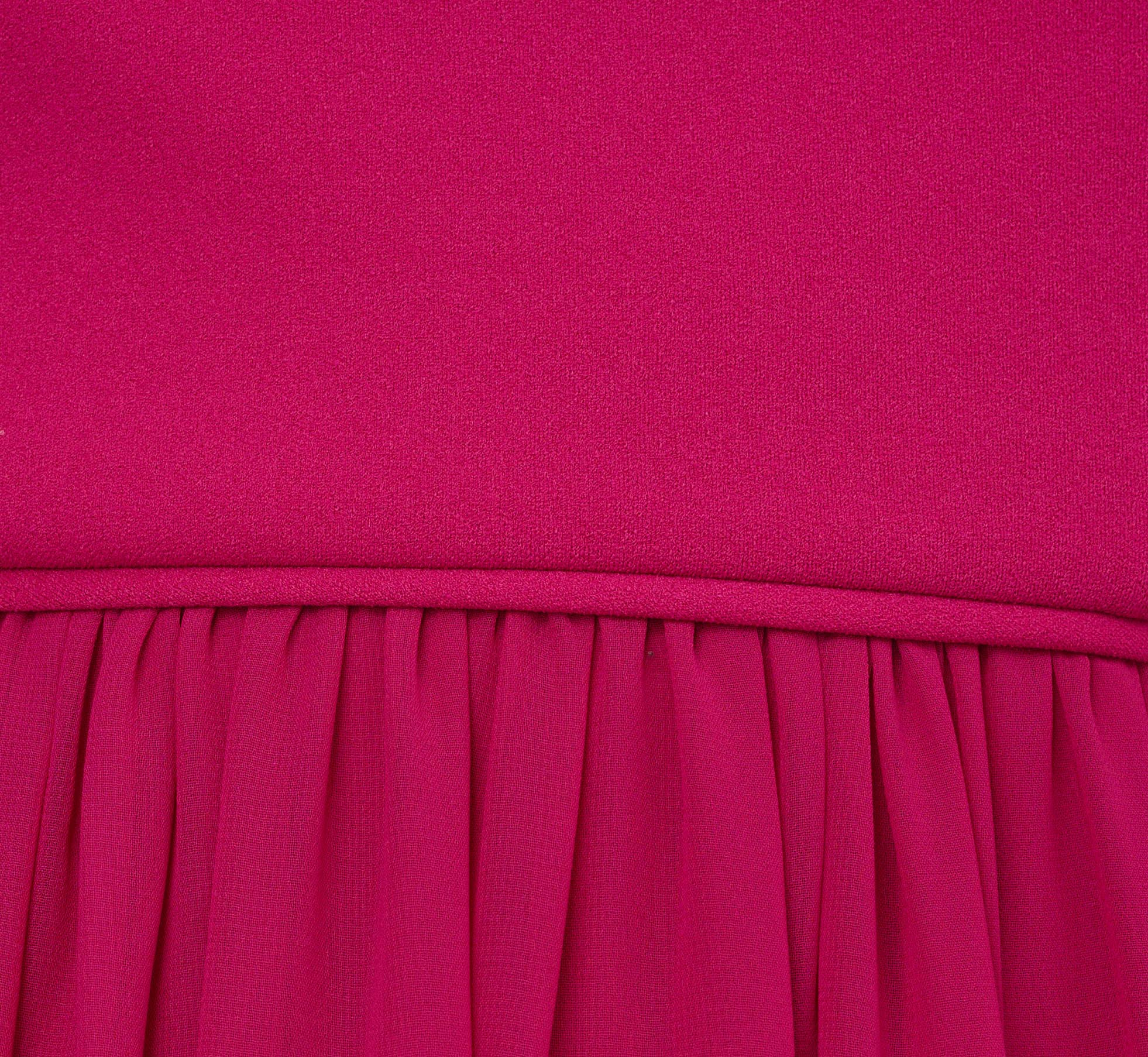 One Shoulder Chiffon Long Gown In Bright Magenta、mySite、solidvoid