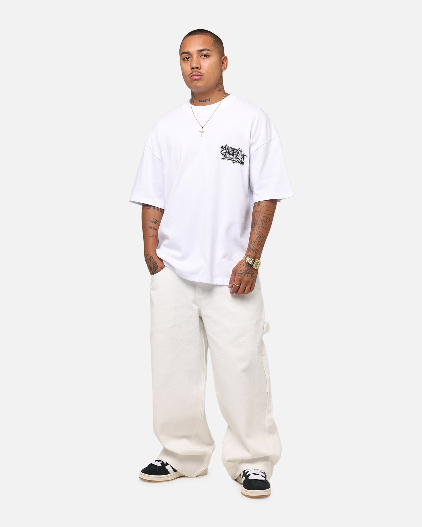 Carre Tagged Drop Shoulder T-Shirt White、mySite、zt4zffjzw