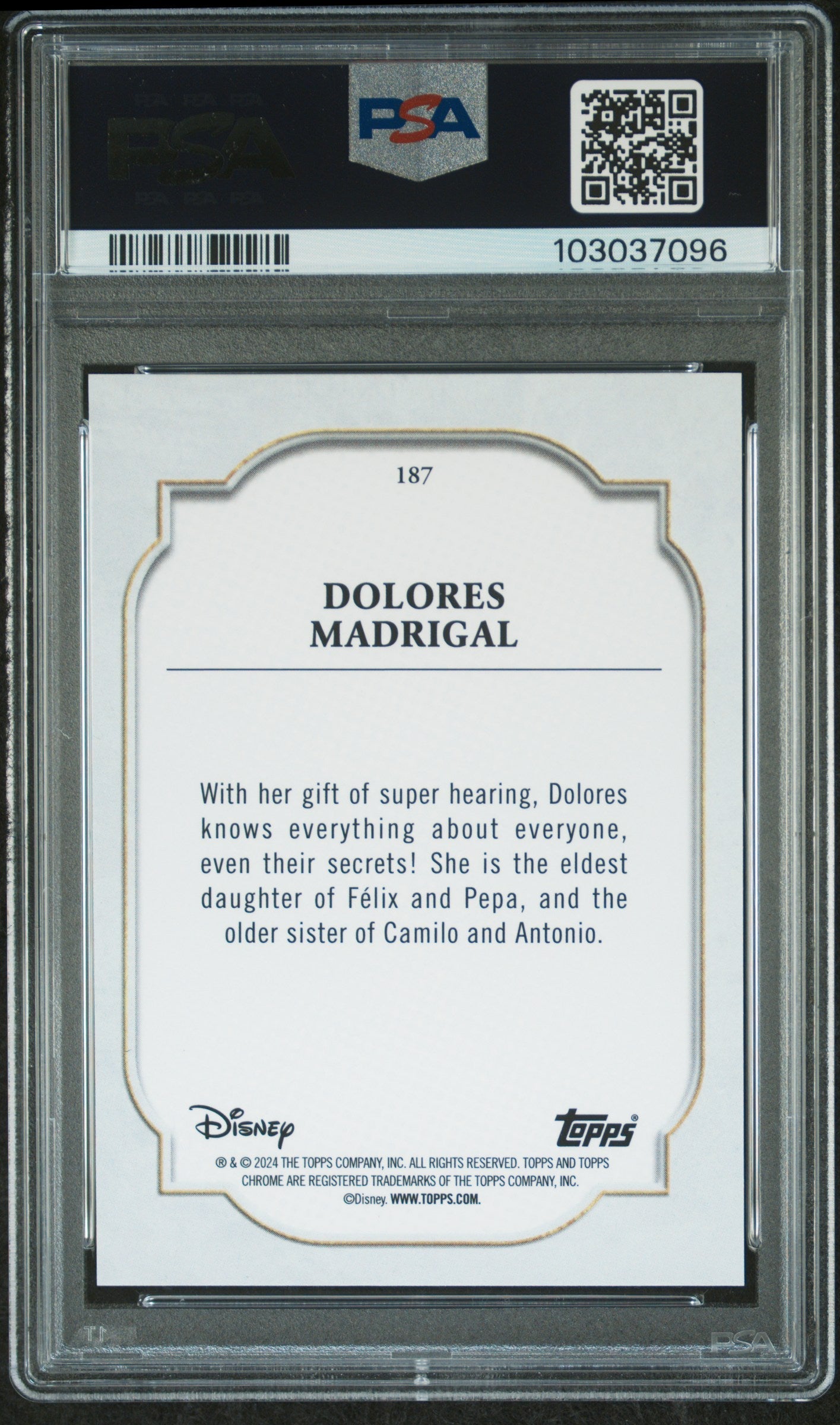 Dolores Madrigal #187 PSA 10 Topps Chrome Disney Sapphire Edition 2024、mySite、waistdrama