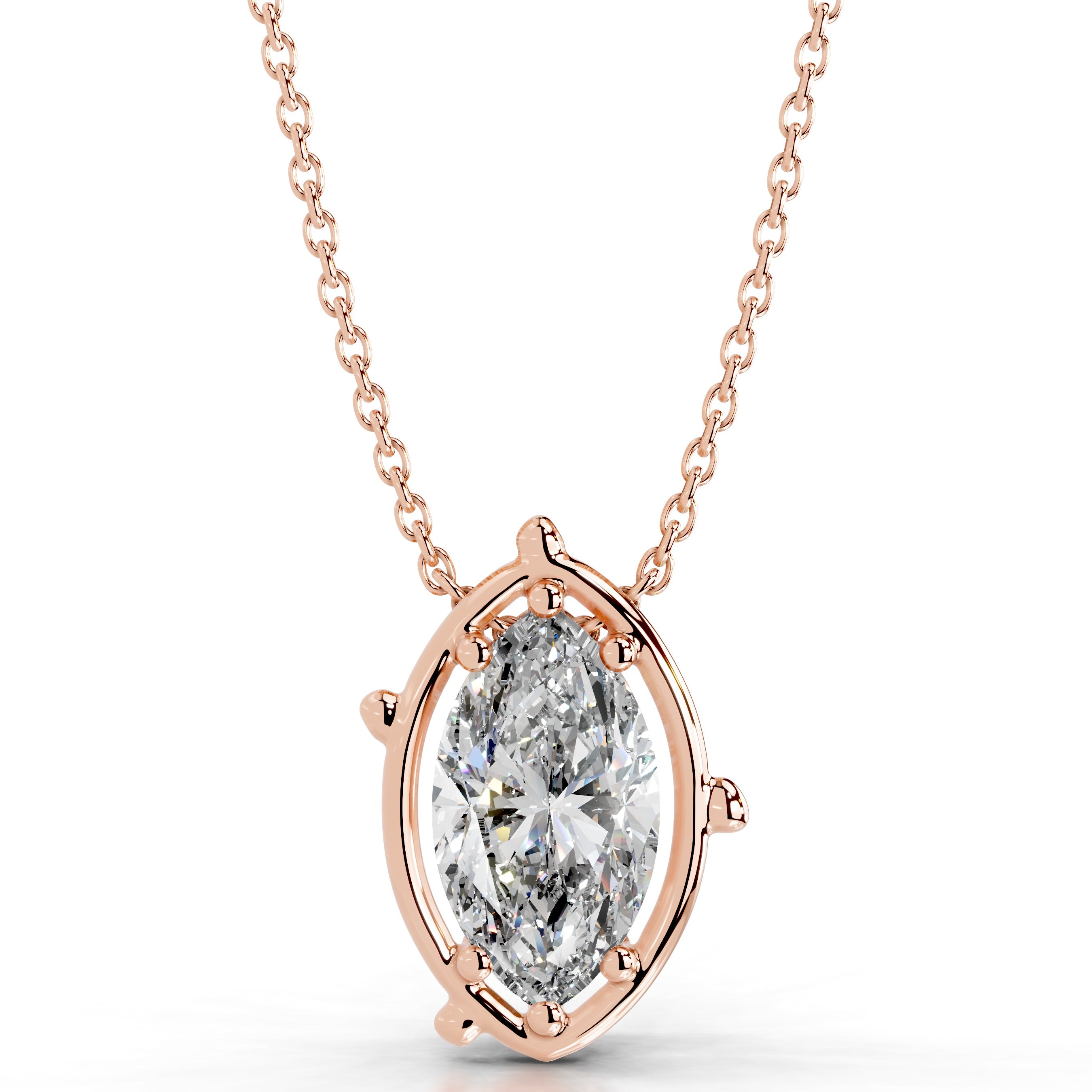 Rooted in Love Marquise Lab Grown Diamond Necklace - 14K Rose Gold、mySite、hinf8tx79