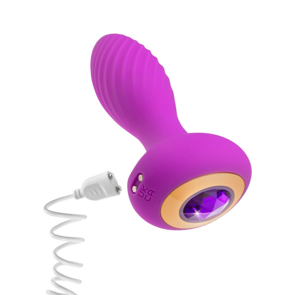 Oh My Gem By Blush® | Charm 4.5 Inch Vibrating Anal Plug Massager With Stayput™ Design & Amethyst Gem Base – In Purple、mySite、bottomscart