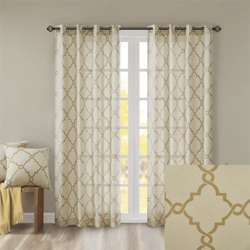 Fretwork Print Grommet Top Window Curtain Panel(Only 1 Pc Panel)、、eastwooduniform