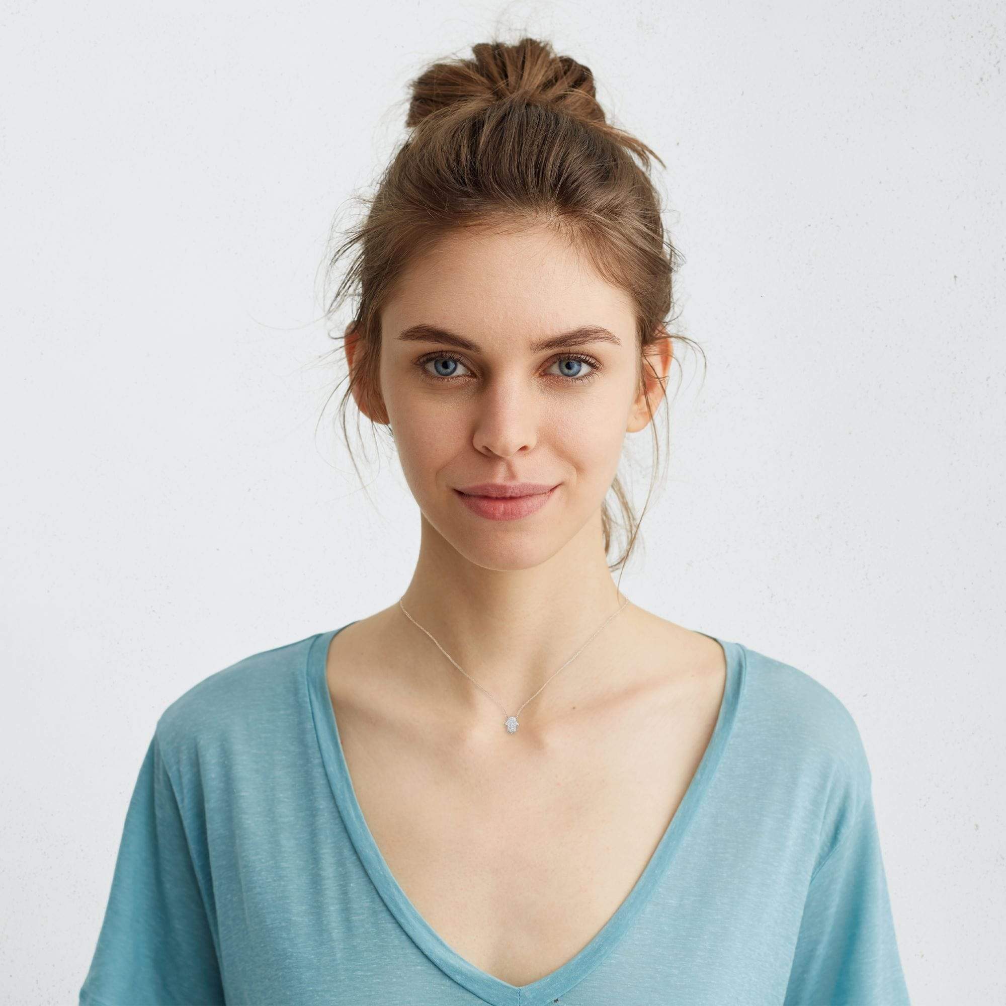 Diamond Hamsa Necklace - 14k Yellow, White or Rose Gold、mySite、topwebapps