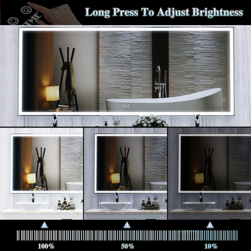 72X32 inch Oversized LED Bathroom Mirror Wall Mounted Mirror with 3 Color Modes Aluminum Frame Wall Mirror Large Full Length Mirror with Lights Lighted Full Body Mirror for Bedroom Living Room, Silver、、xpatfood