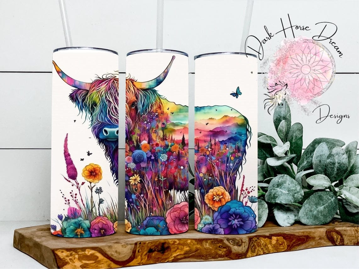 Nature's Colors Highland Cow Skinny Tumbler Made in the USA、mySite、g9winljtr