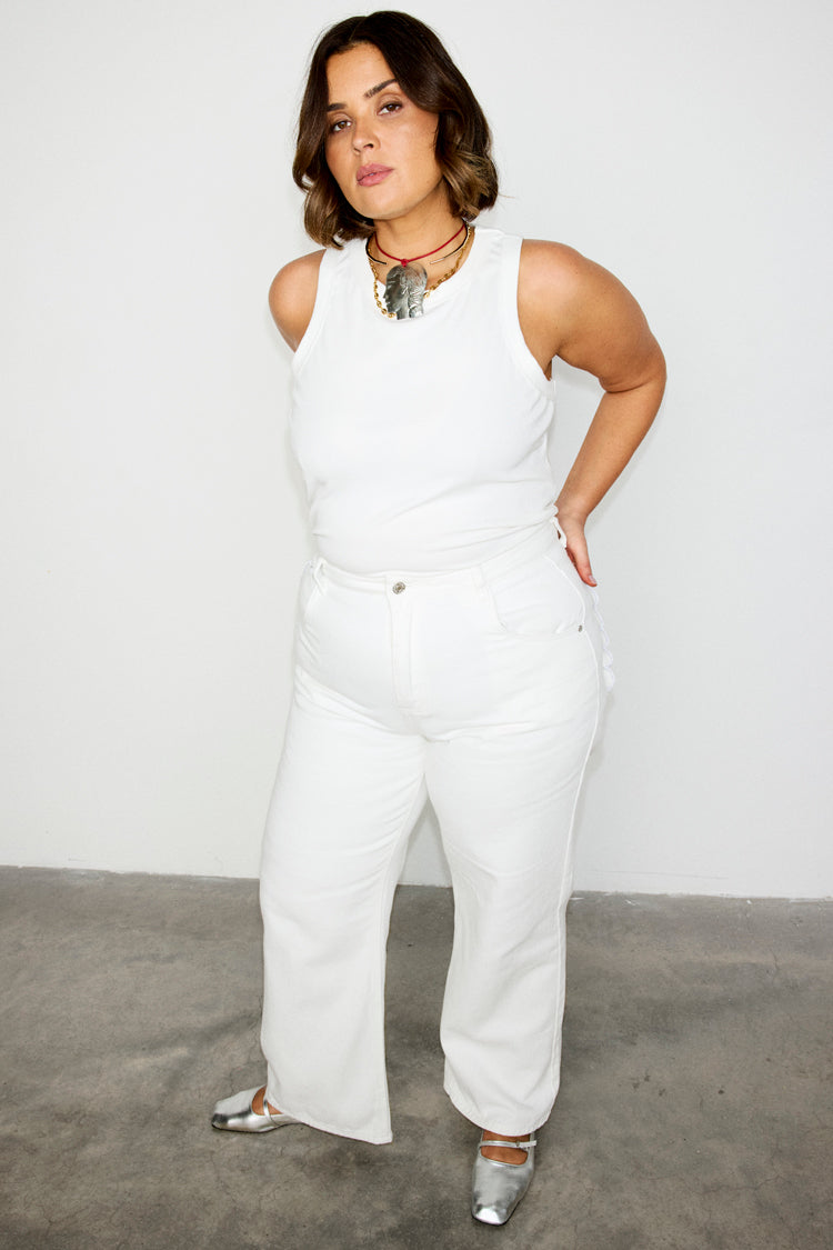 Ecru Scallop Detail Jeans、mySite、solidvoid