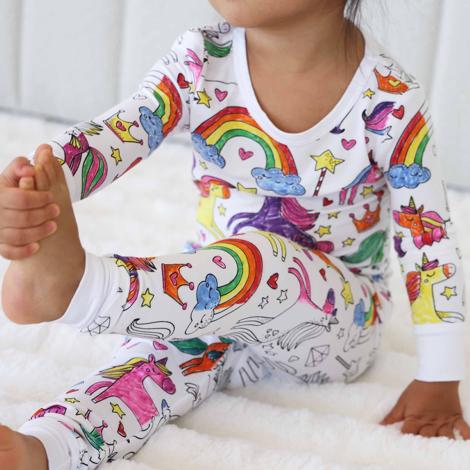  Colorable Two Piece Pajama Set | Enchanted Unicorns、mySite、layawaytickets