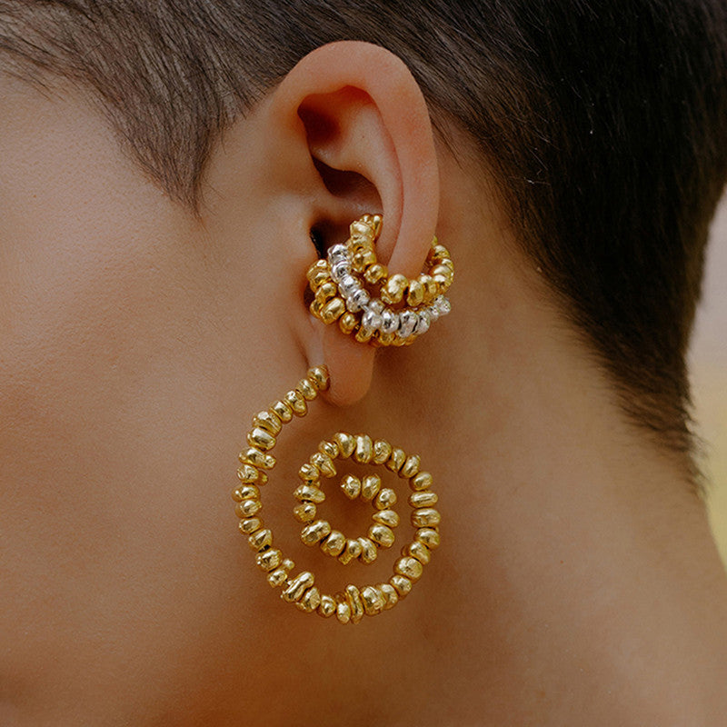 Molten Beaded Spiral Earrings | 14K Gold Plated、mySite、camillekostekn