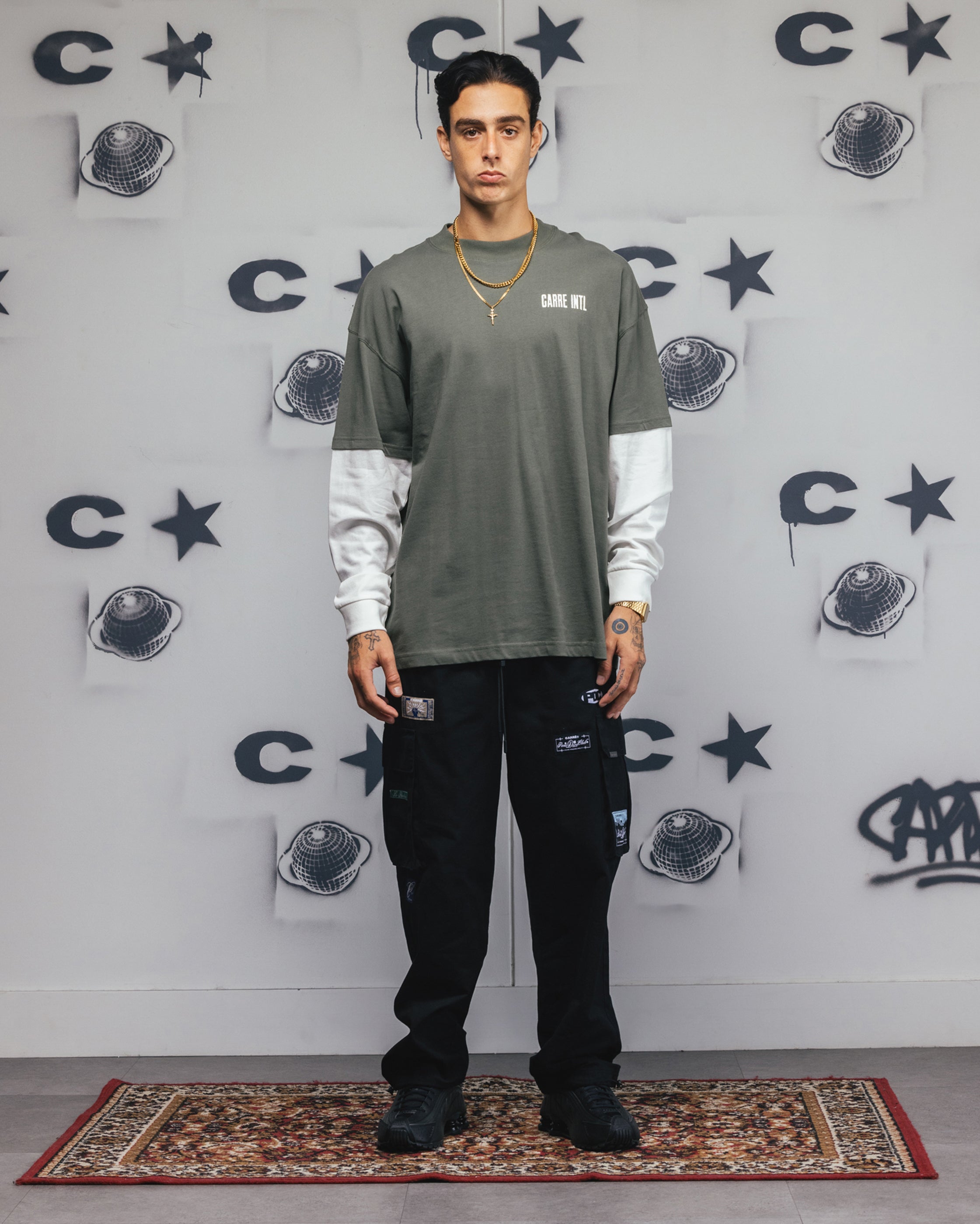 Carre Rear Vision Long Sleeve T-Shirt Green/White、mySite、zt4zffjzw