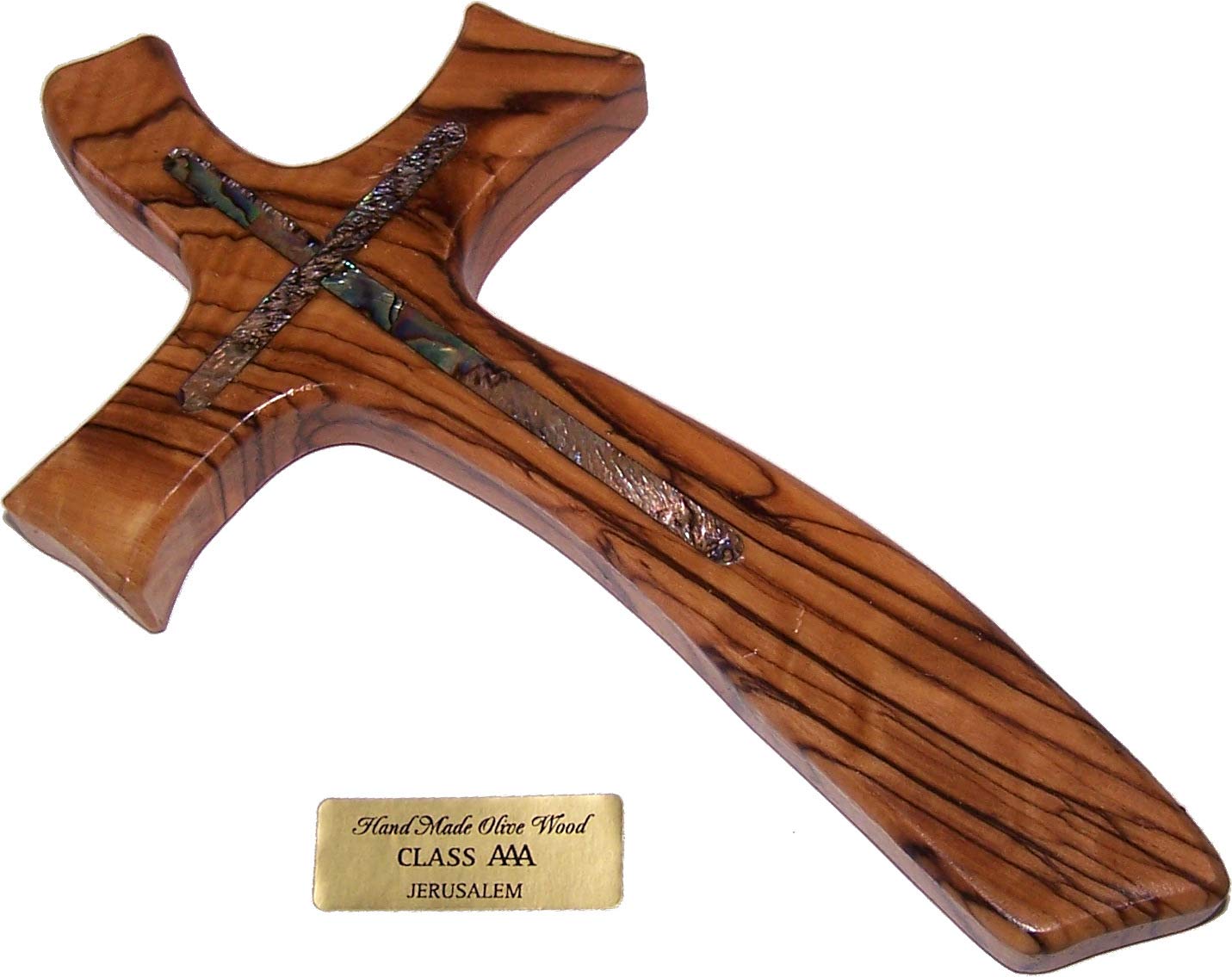 Holy Land Market Olive Wood Cross with Mother of Pearls - Contemporary and Modern (20 cm OR 8 Inches)、mySite、topwebapps