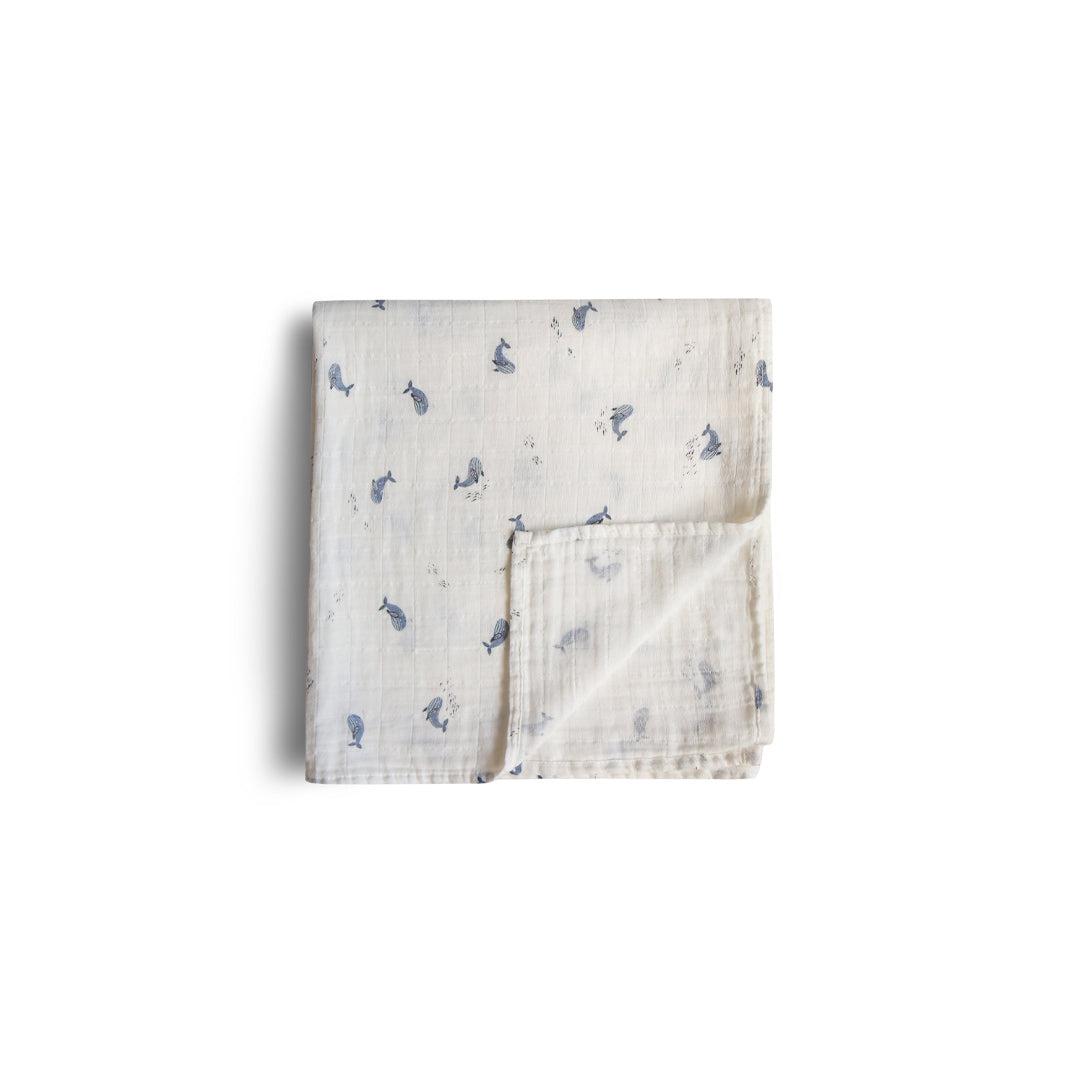  Mushie Organic Muslin Swaddle - Whales、mySite、merchandisen