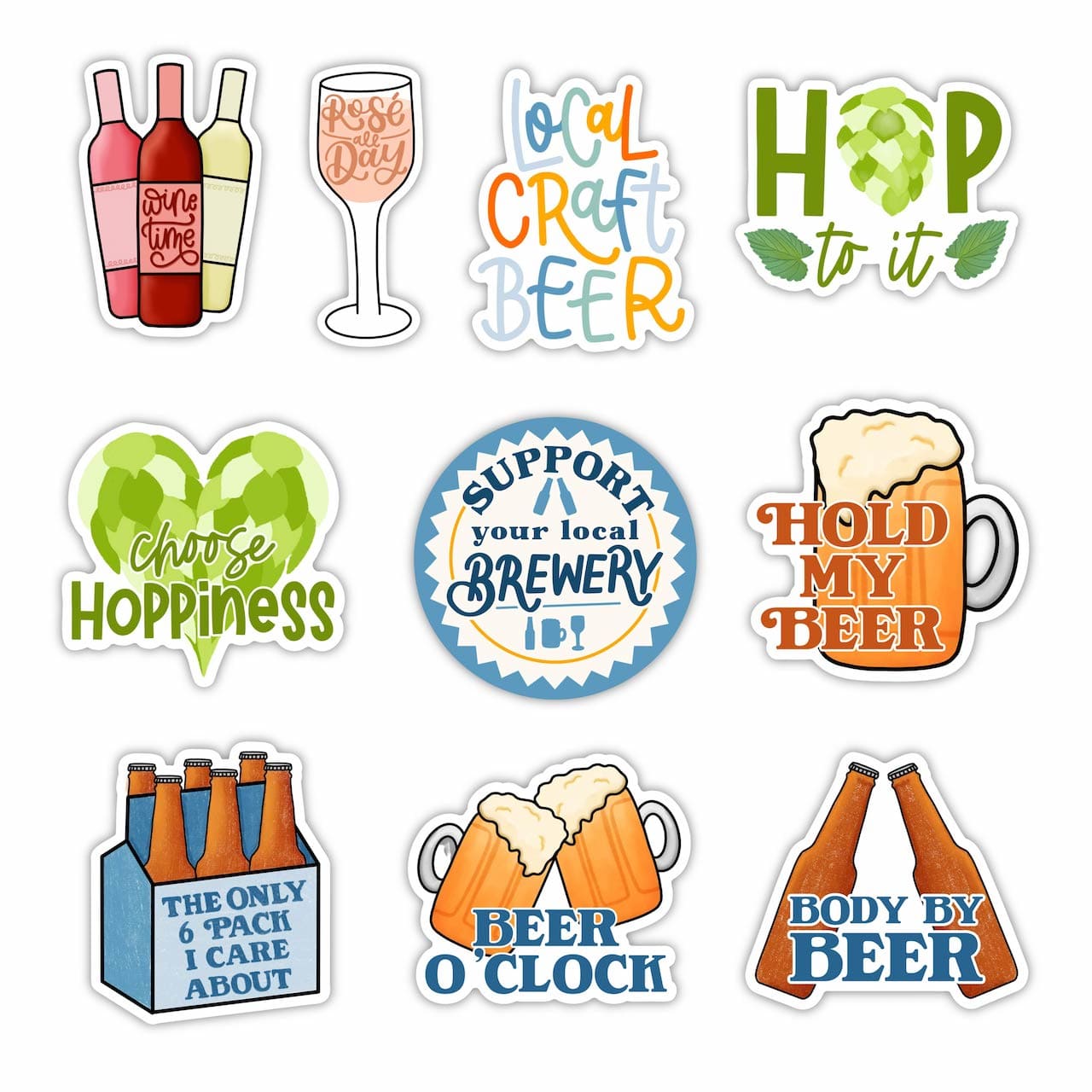  Beer and Wine Sticker 10 Pack、mySite、ghnorth