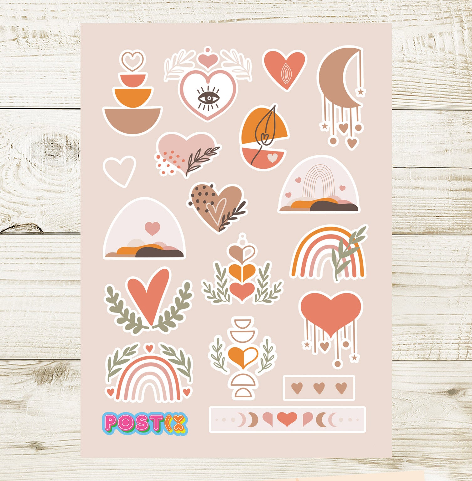  Boho Rainbow Romance Sticker Sheet、mySite、ghnorth