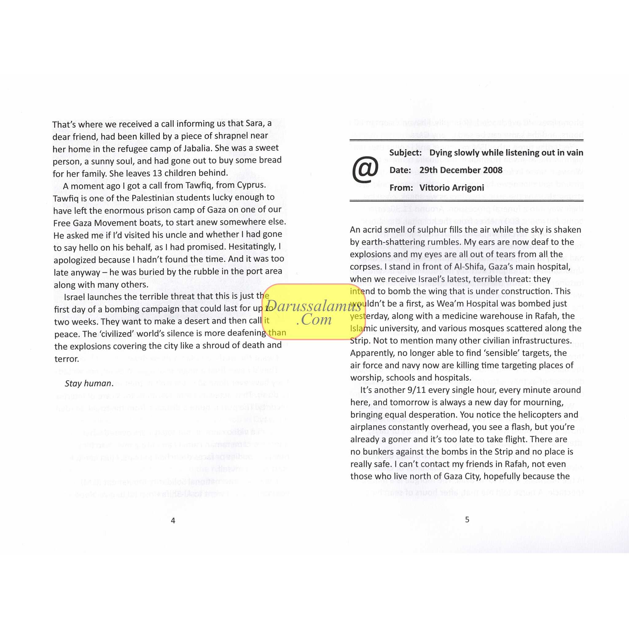 Gaza: Stay Human by Vittorio Arrigoni、mySite、topwebapps