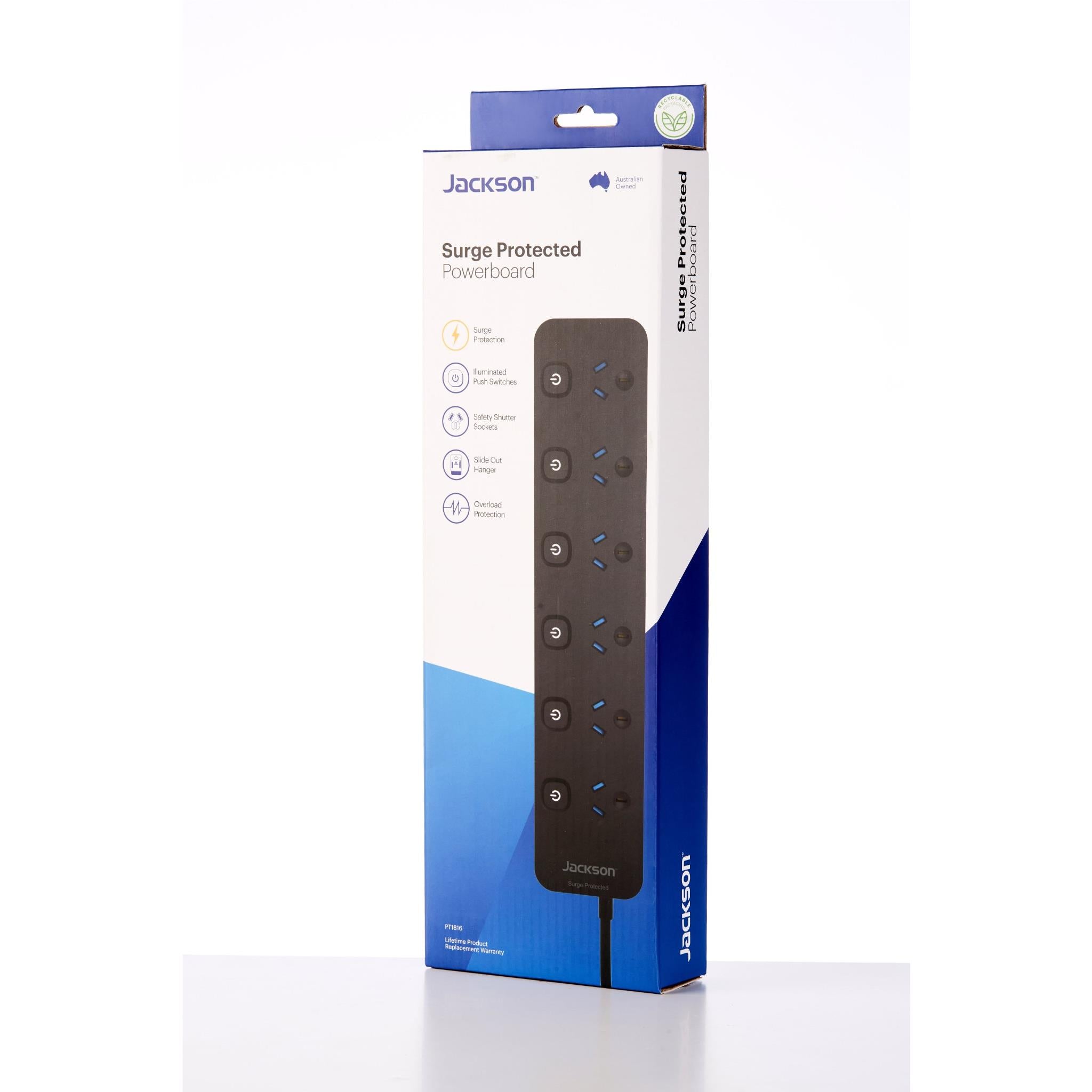 Jackson 6 Way Switched Surge Protected Powerboard、mySite、camillekostekn