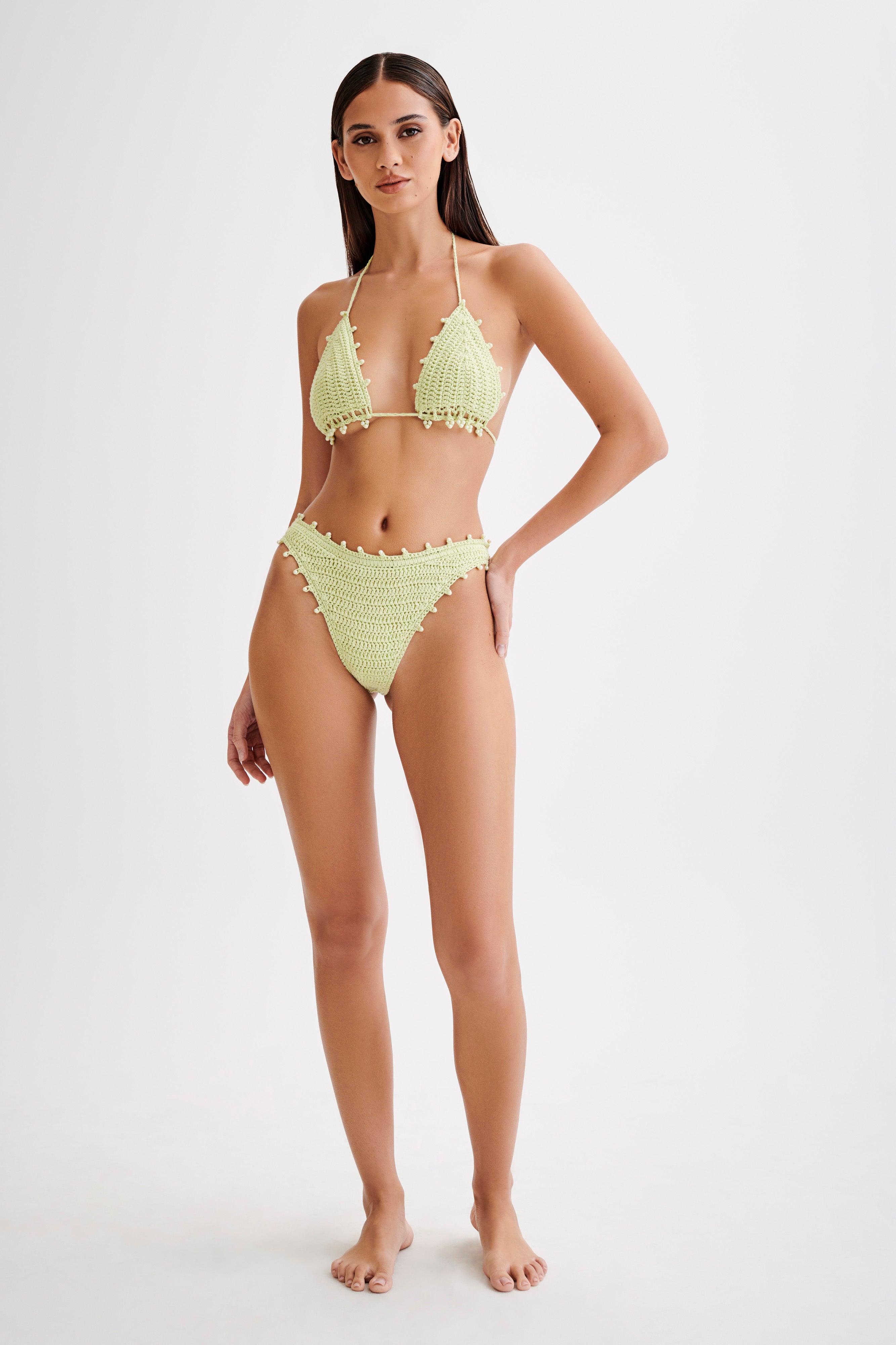 Sadie Pearl Knit Bikini Bottom - Seafoam Green、mySite、solidvoid