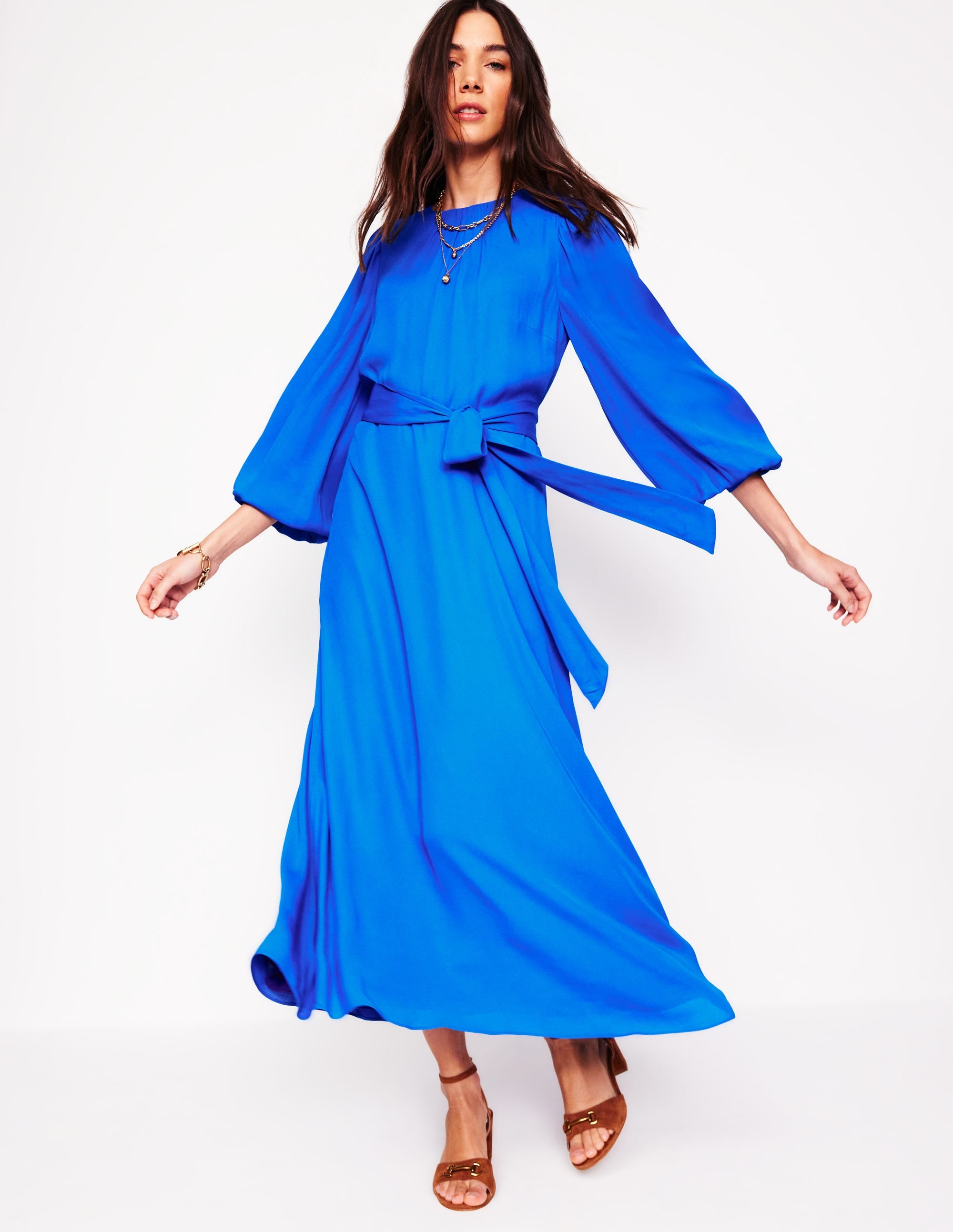  Blouson Sleeve Midi Dress-Gallery Blue、mySite、ashleygrahame