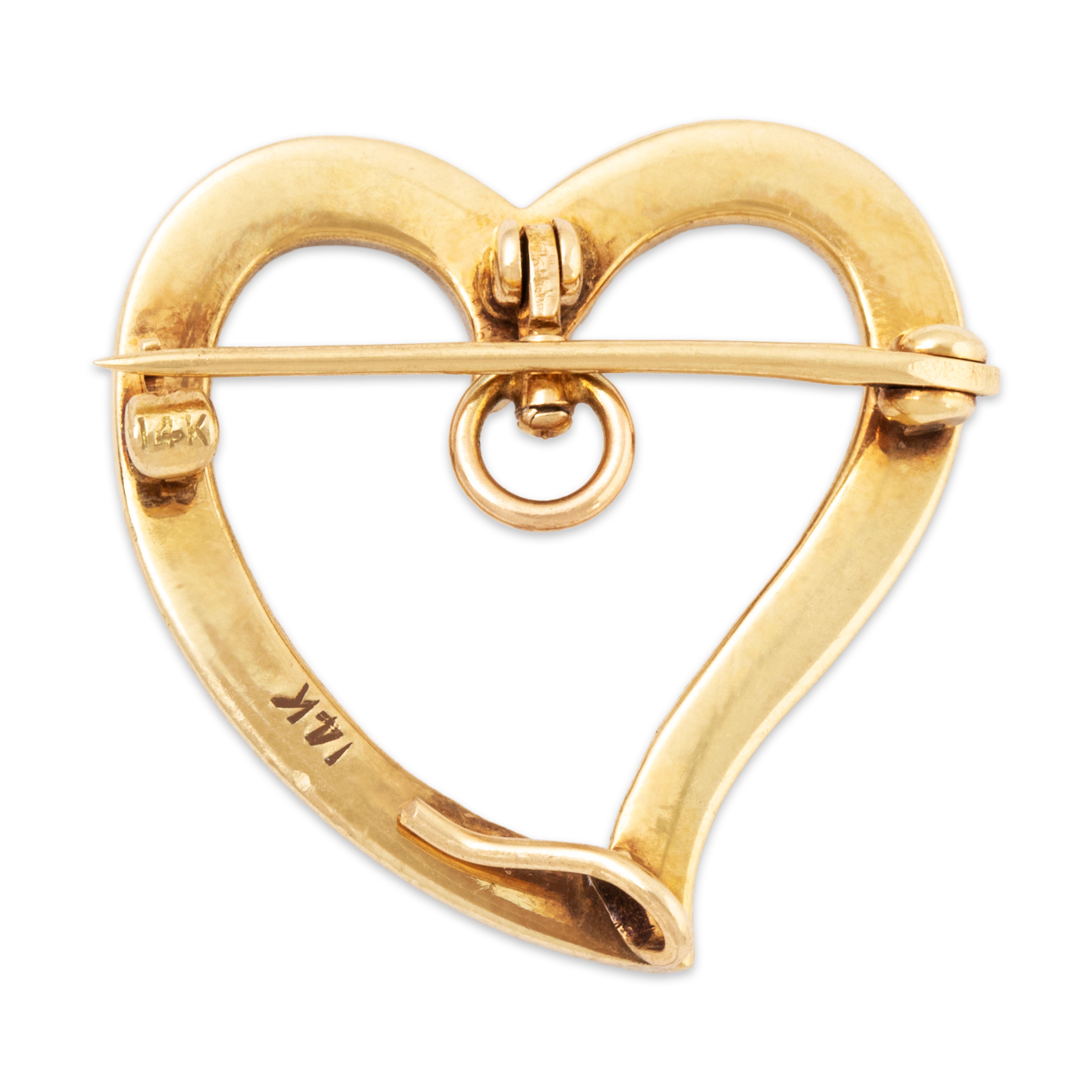 Antique Edwardian 14k Yellow Gold Pearl Wonderful Heart Pin / Pendant、mySite、hinf8tx79