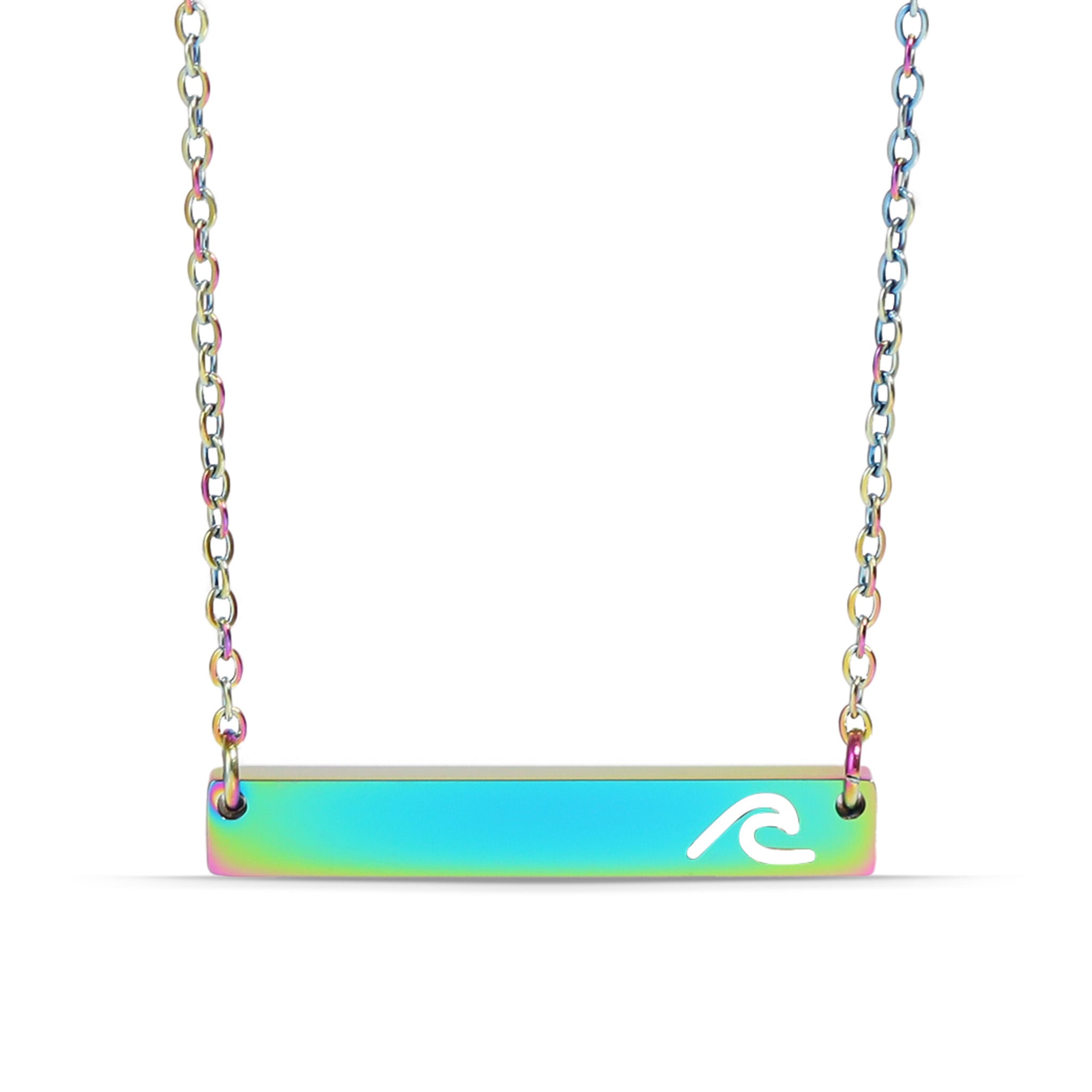 18K Gold PVD Stainless Steel Cutout Wave Blank Bar Necklace / SBB00107、mySite、dreamappss