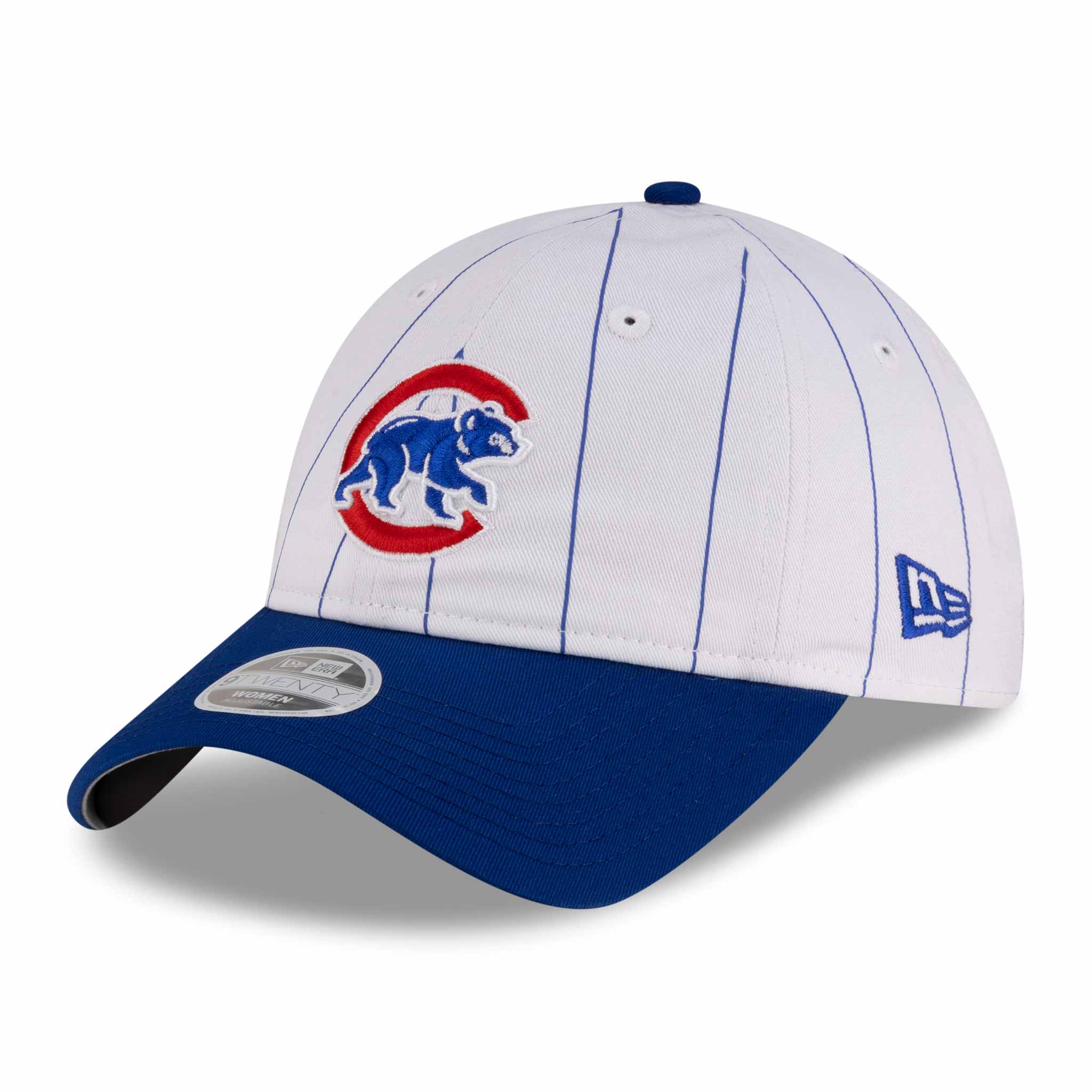 Chicago Cubs New Era 9FORTY Women's White Pinstripe Walking Bear Adjustable Cap、mySite、vikingsvslions