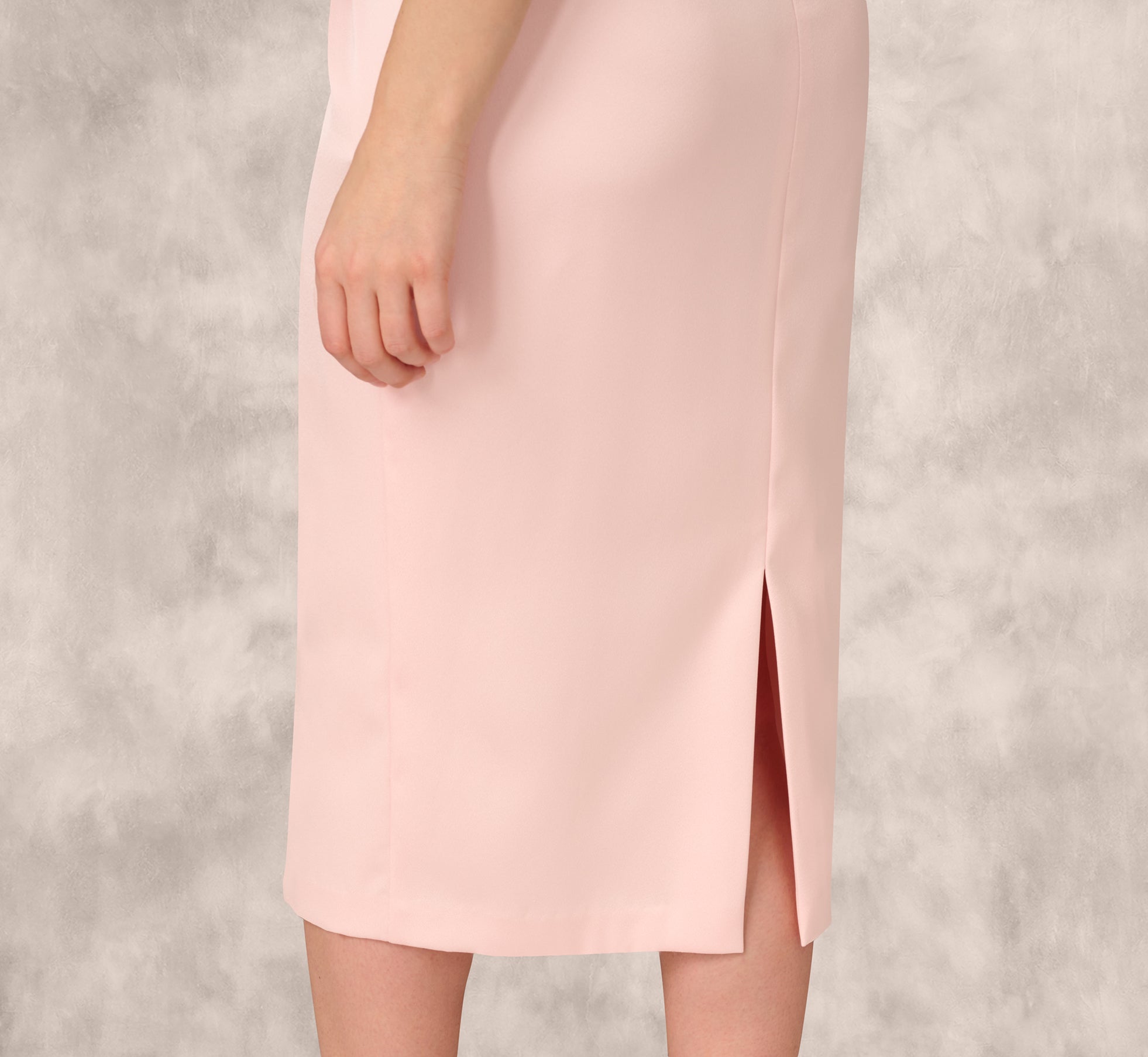 Sleeveless Satin Rosette Midi Sheath Dress In Pink Peach、mySite、solidvoid