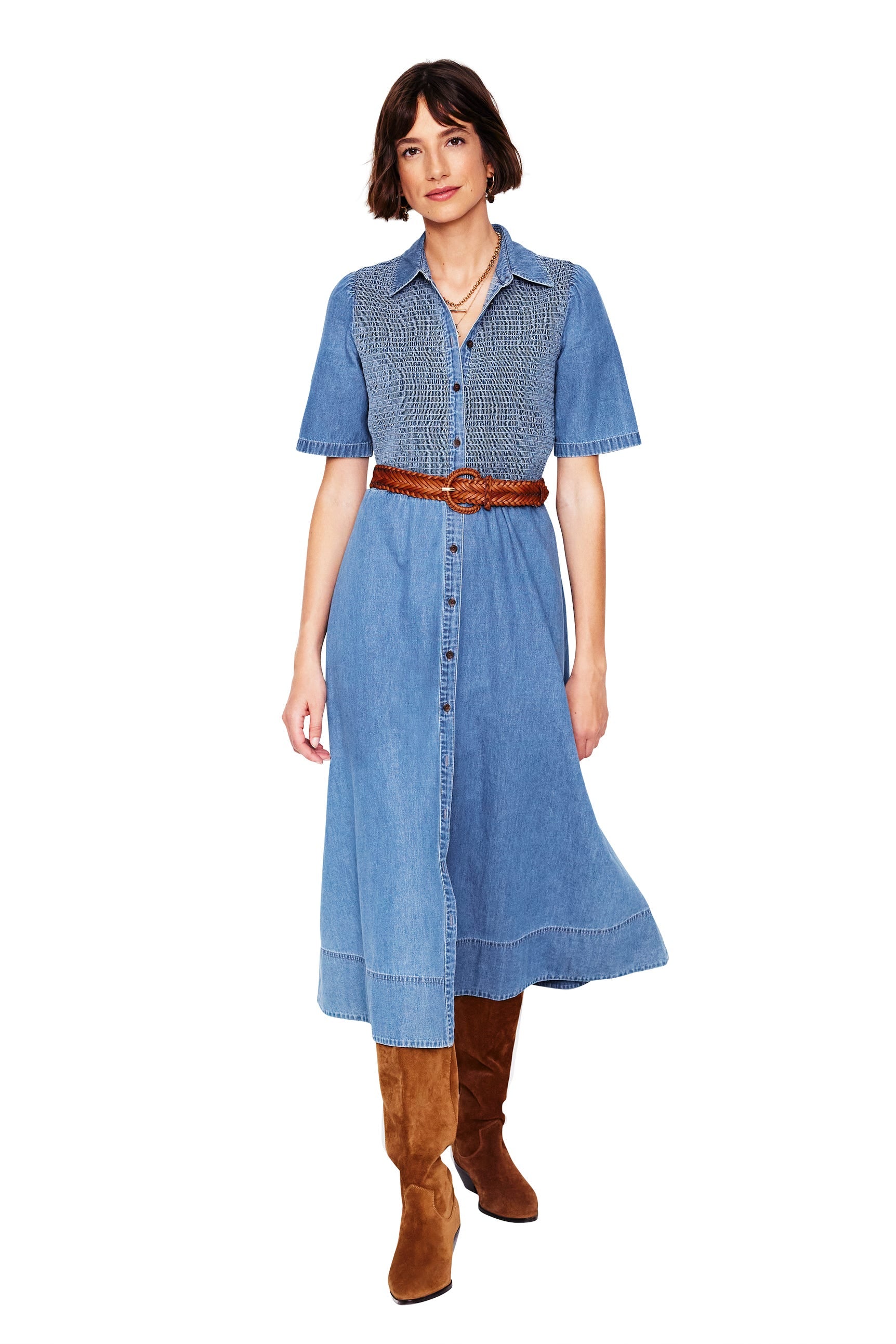  Amber Denim Midi Dress-Light Vintage Denim、mySite、ashleygrahame