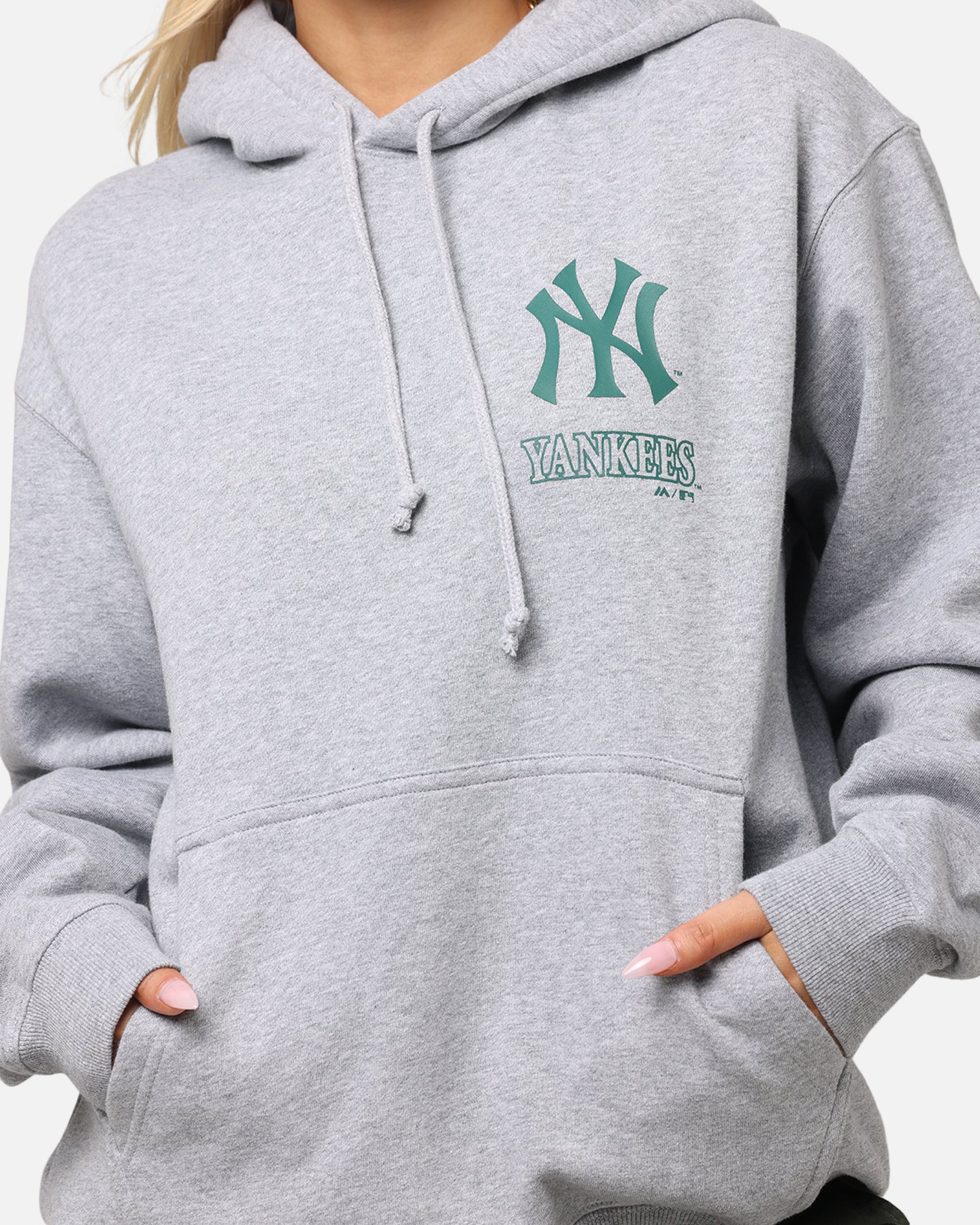 Majestic Athletic New York Yankees Murcer Arch Hoodie Grey Marle、mySite、zt4zffjzw