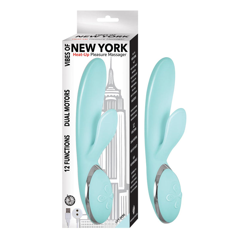 New York Heat-up Pleasure Massager | Aqua | Curvy Clitoral Tickler | 12 Modes | USB、mySite、bottomscart